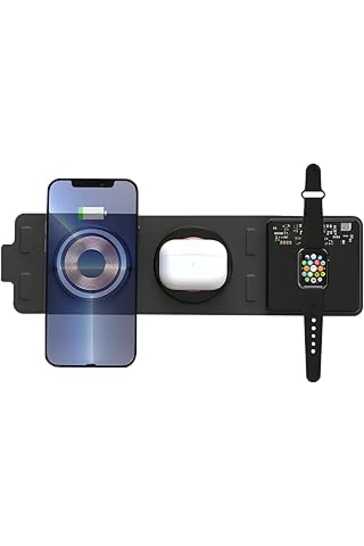 NETWORK ART Buff Labs Bl36 5W 3In Manyetik Magsafe Uyumlu Katlanabilir Hızlı Kablosuz Şarj İstasyonu, Gri