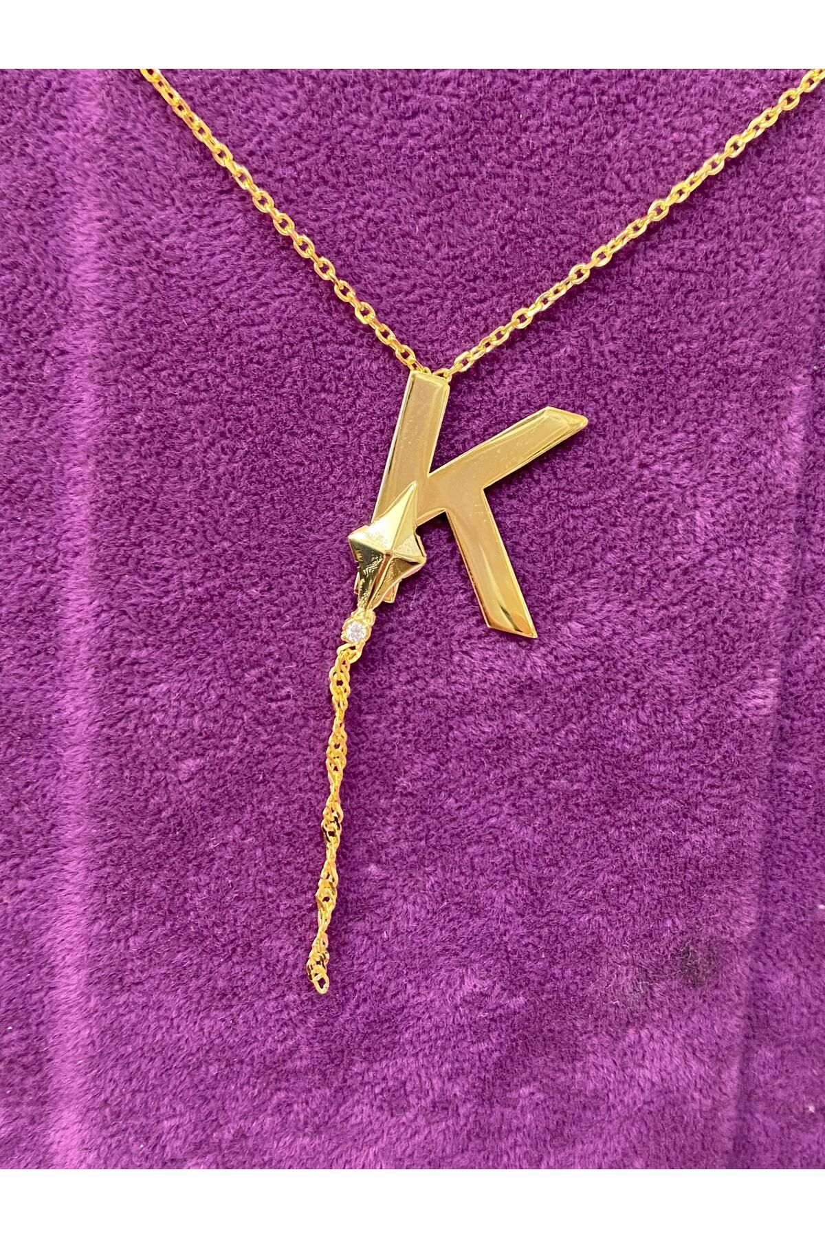 U ADİEU GOLD K HARFİ ALYA KOLYE 14 AYAR ALTIN