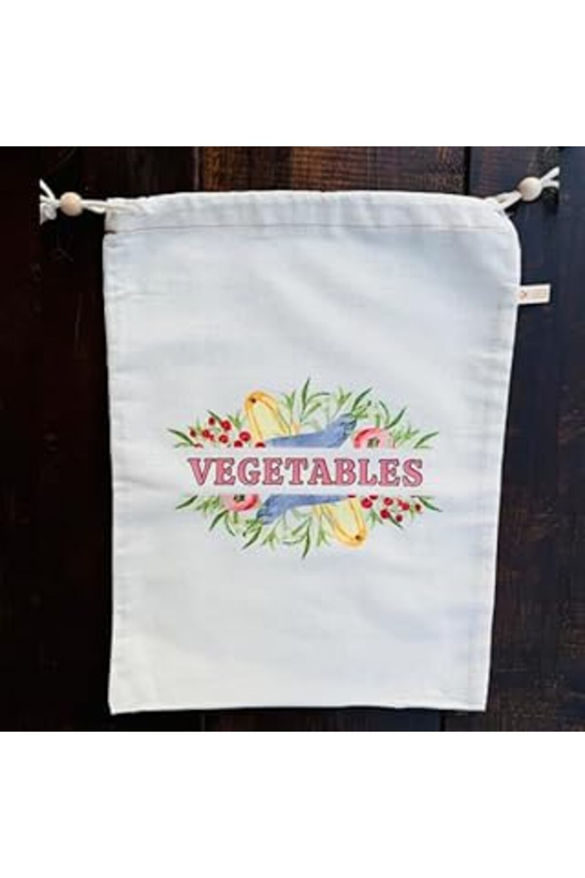 ASİTAN Yofu Yoga And Food Baskılı Çok Amaçlı Bez Kese Kumaş Kese%100 Ham Pamuk (Vegetables, 30X40 Cm)