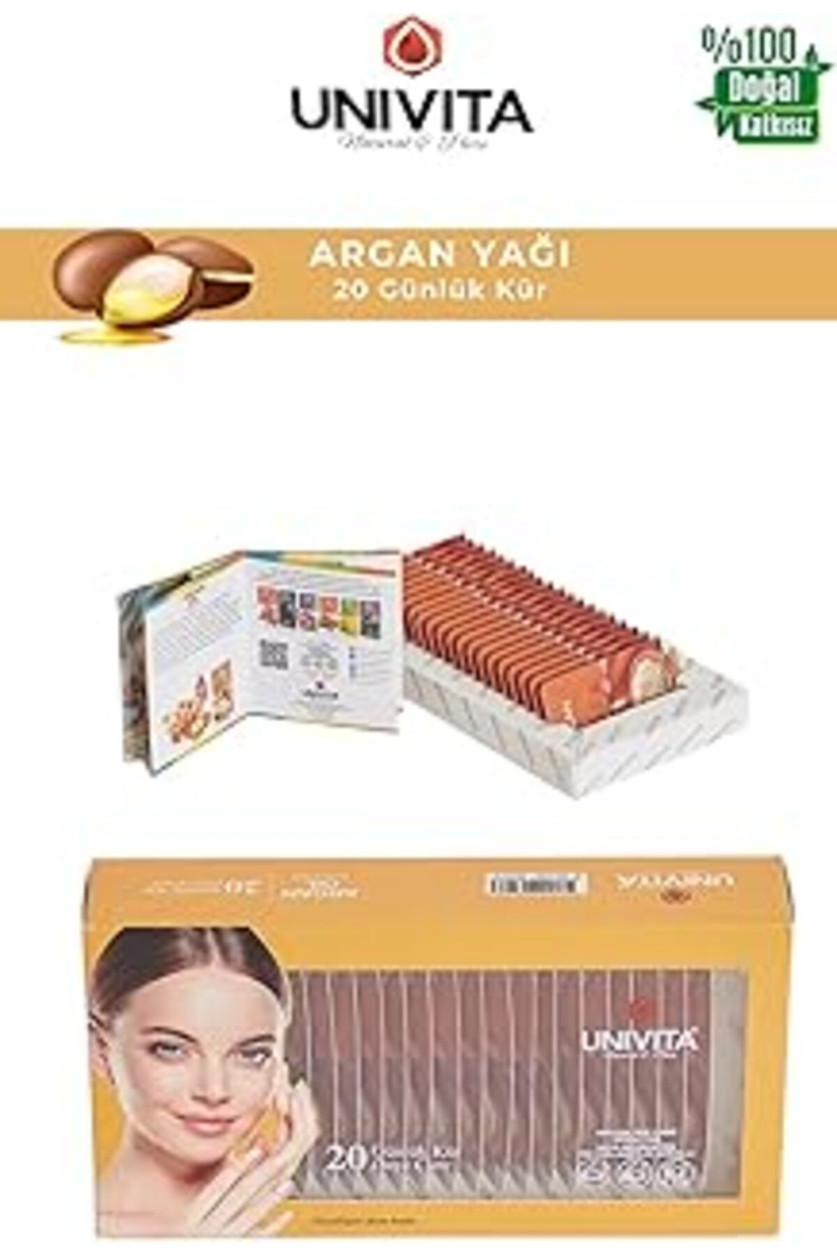 ASİTAN Univita %100 Doğal Katkısız Argan Yağı - 20 Günlük Bakım Kürü - 80 Ml (4Ml X 20)