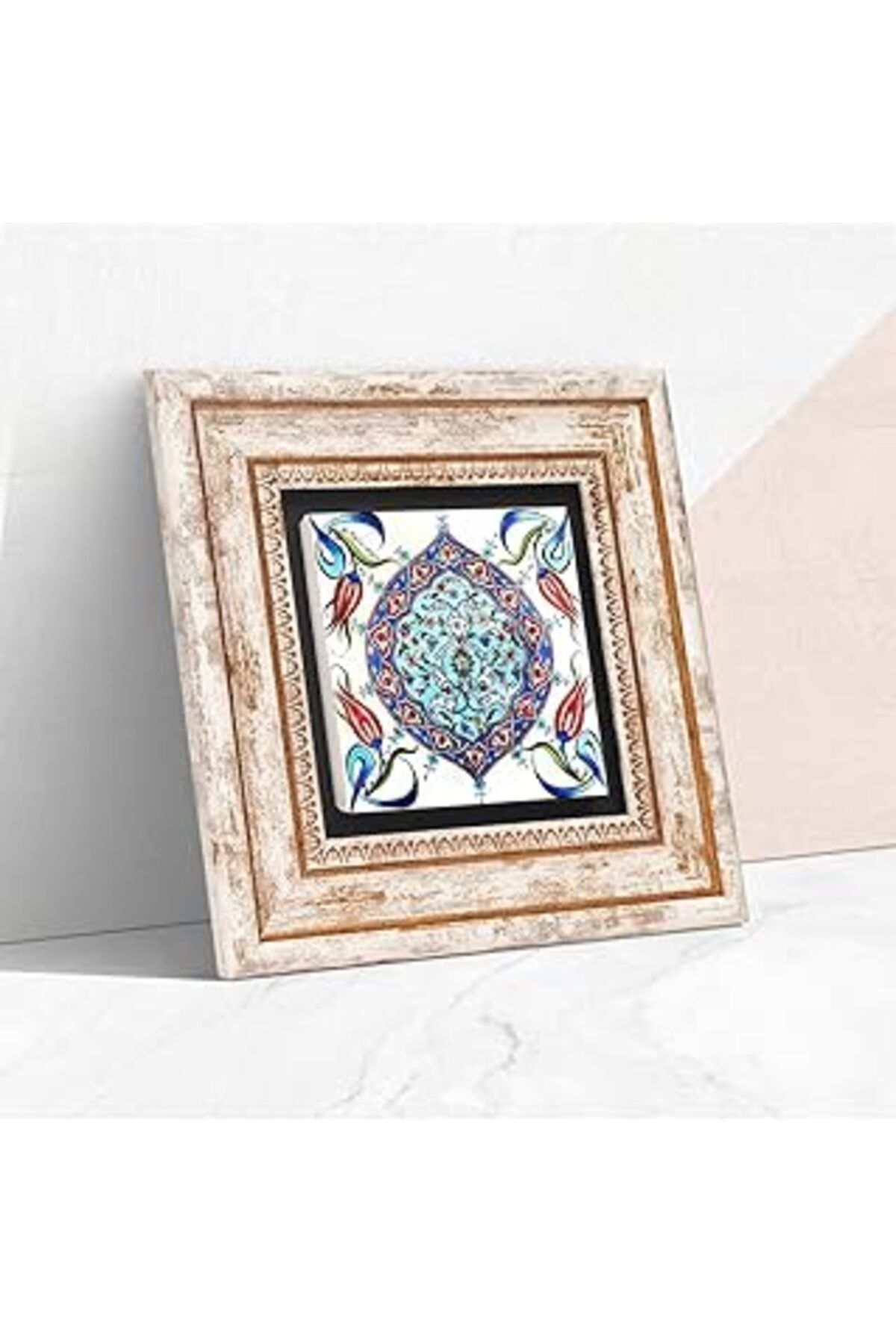 ASİTAN Pinecone Çini Sanatı Taş Duvar Tablosu - Çerçeveli Taş Tablo - Dekoratif Duvar Sanatı - Modern Ev V