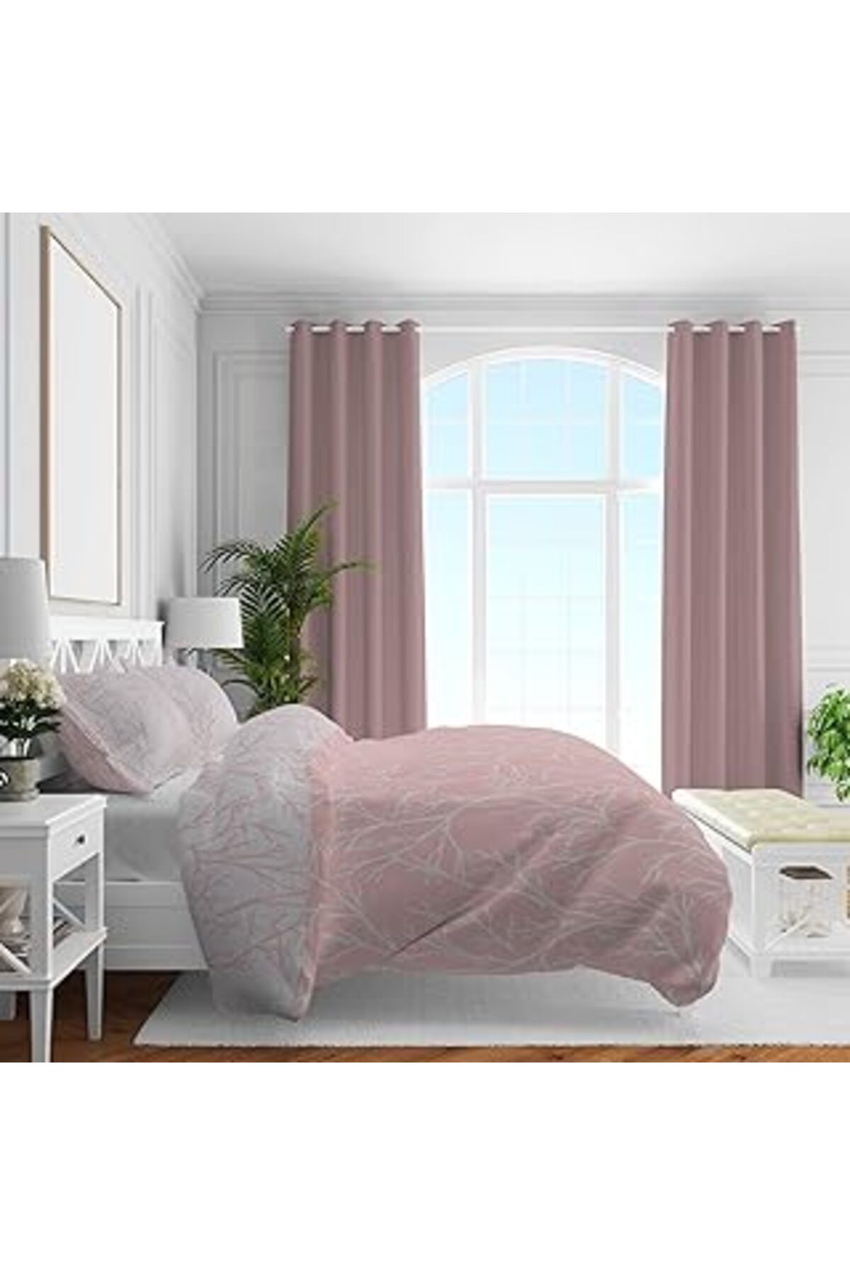 Qedii Brielle Queen Size Saten Nevresim Seti Pembe