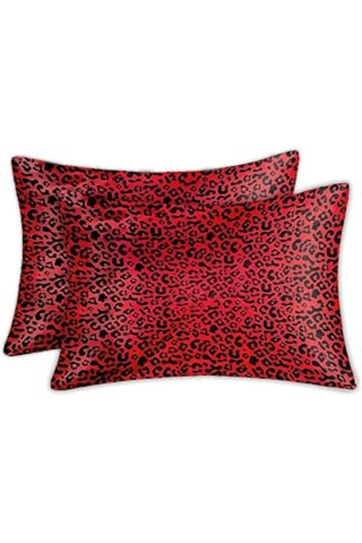 ASİTAN Monohome Güzellik Yastık Kılıfı%100 Ipek Saten 2 Adet Luxury Yastık Kılıfı Red Leopard