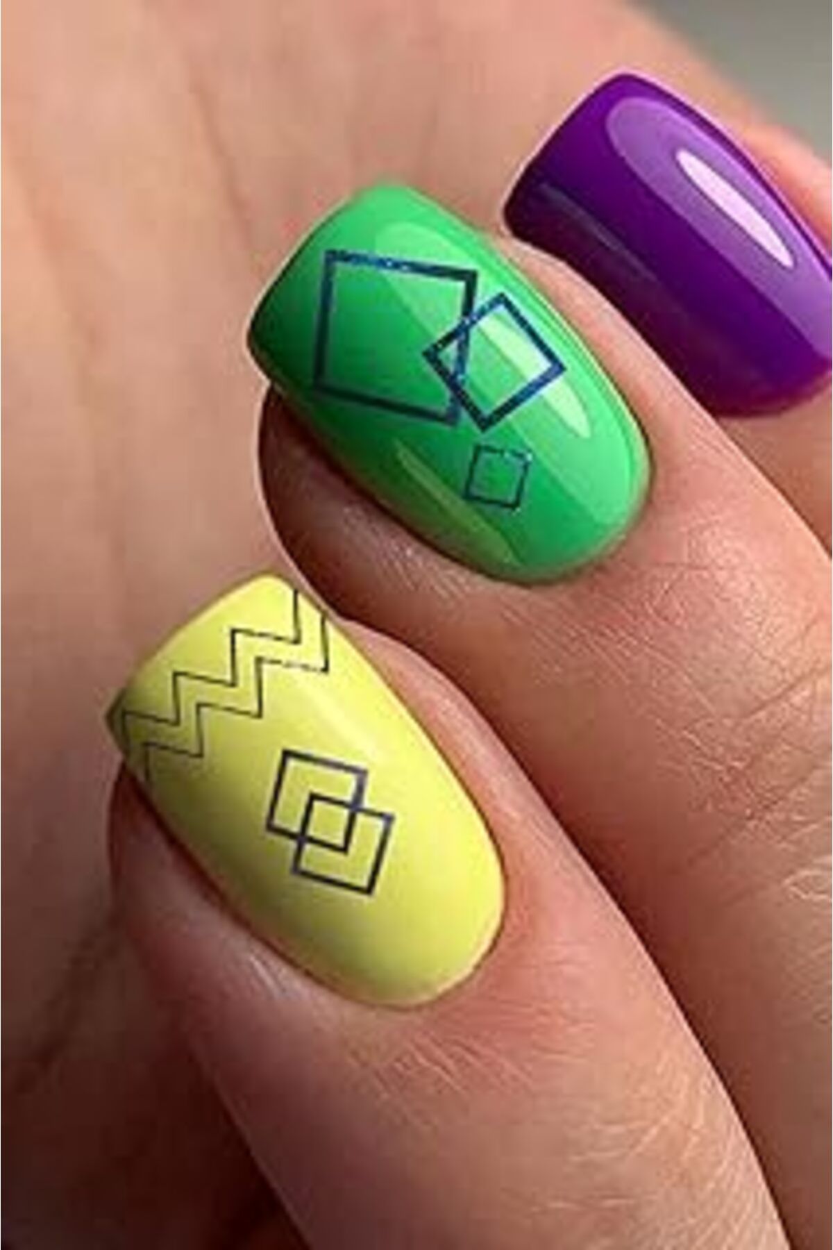 Qedii Artikel Lacivert Etnik Çizgiler Metalik Tırnak Sticker, Nail Sticker, Nail Art