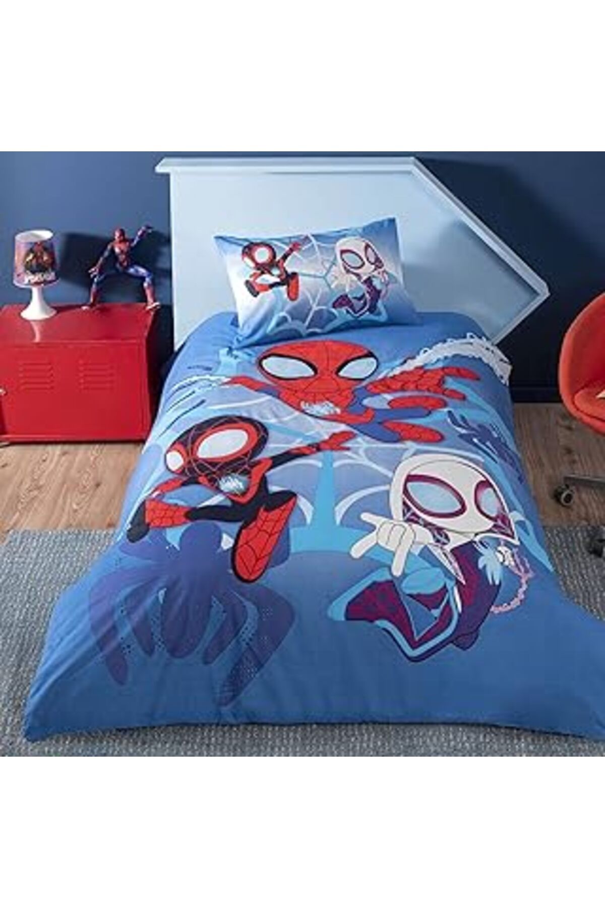 Qedii Dh Spidey And Friends Lisanslı Karakter Baskılı%100 Pamuk Nevresim Takımı, Çok Renkli, Tek Kişilik