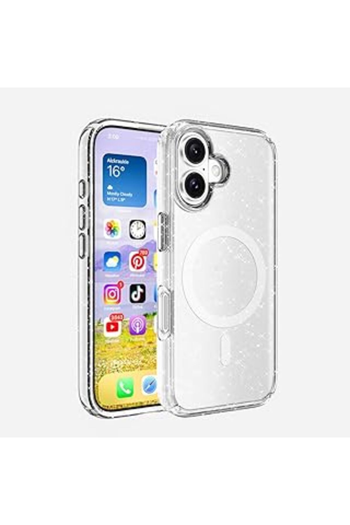 NETWORK ART Zore İle Uyumlu Iphone 16 Kılıf Magsafe Şarj Özellikli Parlayan Simli Saydam Renkli Zore Allstar Ka