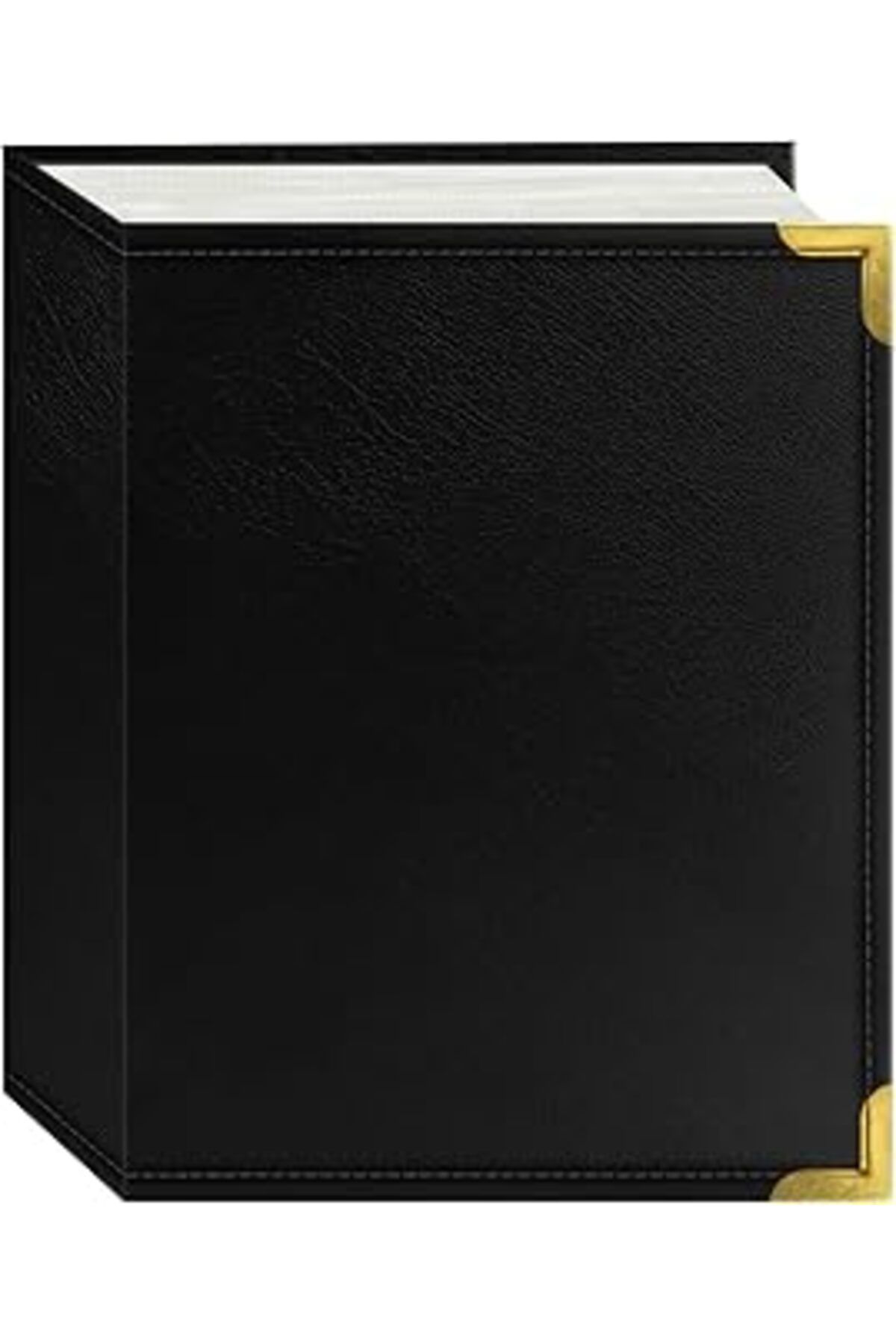 Mu Art Ahşap Photo Albums Foto Albüm 100-Pocket Siyah Dikişli Suni Deri Cover Pirinç Köşe Akzente Fotoğraf Albüm
