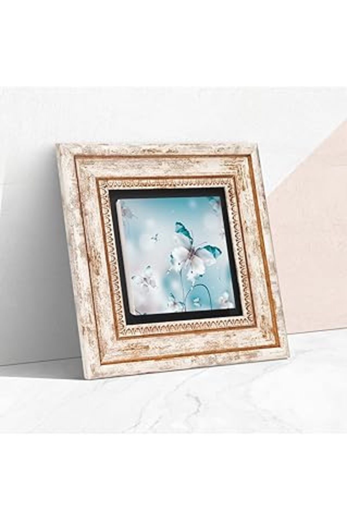 ASİTAN Pinecone Kelebeğin Rüyası Taş Duvar Tablosu - Çerçeveli Taş Tablo - Dekoratif Duvar Sanatı - Modern