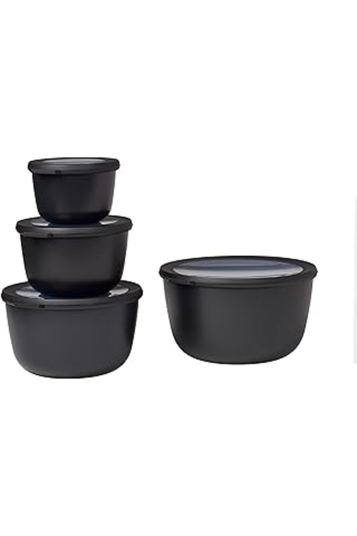 NETWORK ART Mepal - Cirqula Çok Amaçlı Kase Seti, 4 Parça, Yuvarlak, Nordic Black – 500, 1000, 2000 Ve 3000 Ml