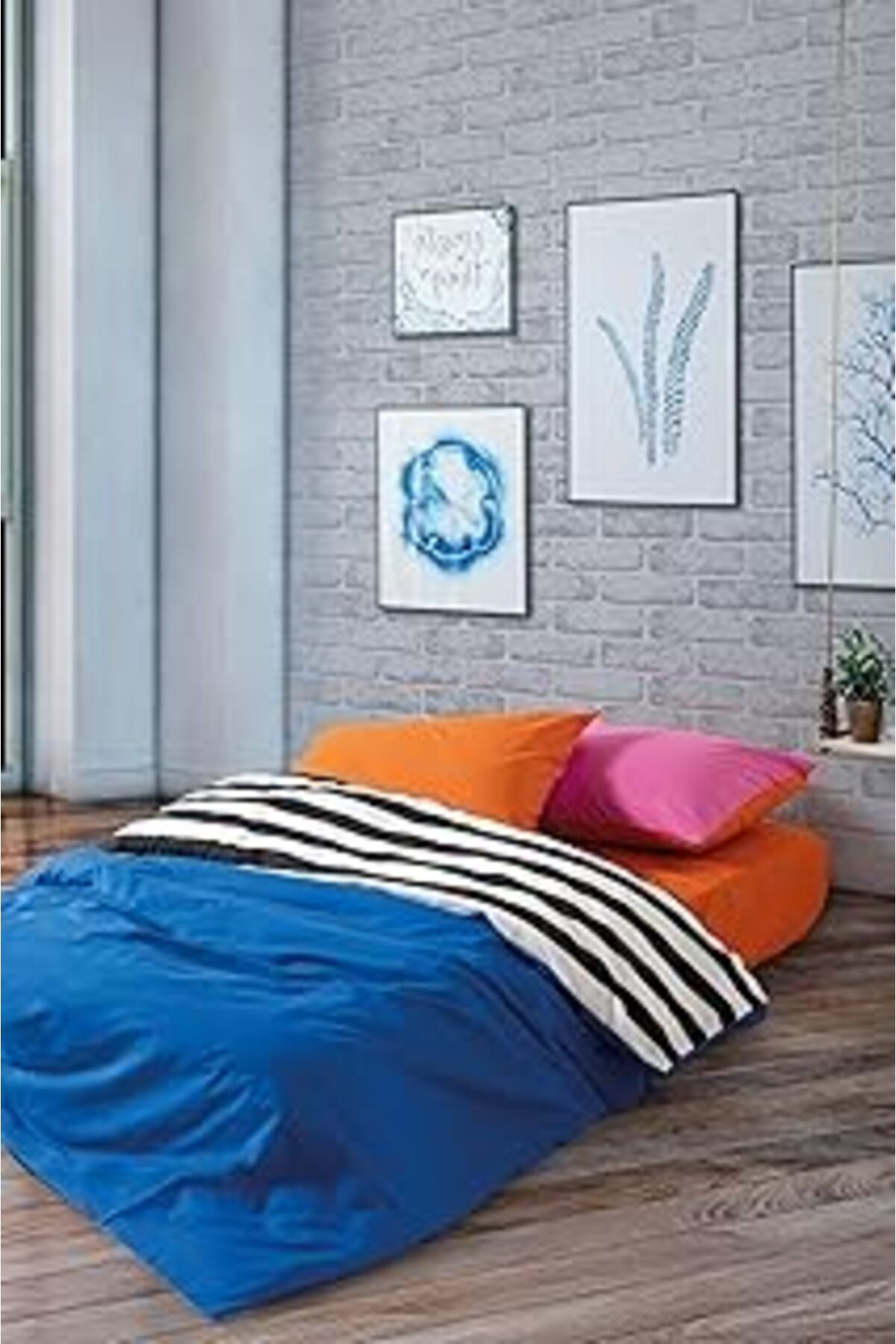 ASİTAN Cozy Home Popping Colors Tek Kişilik Lastikli Çarşaflı Nevresim Takımı Dusk Mavi