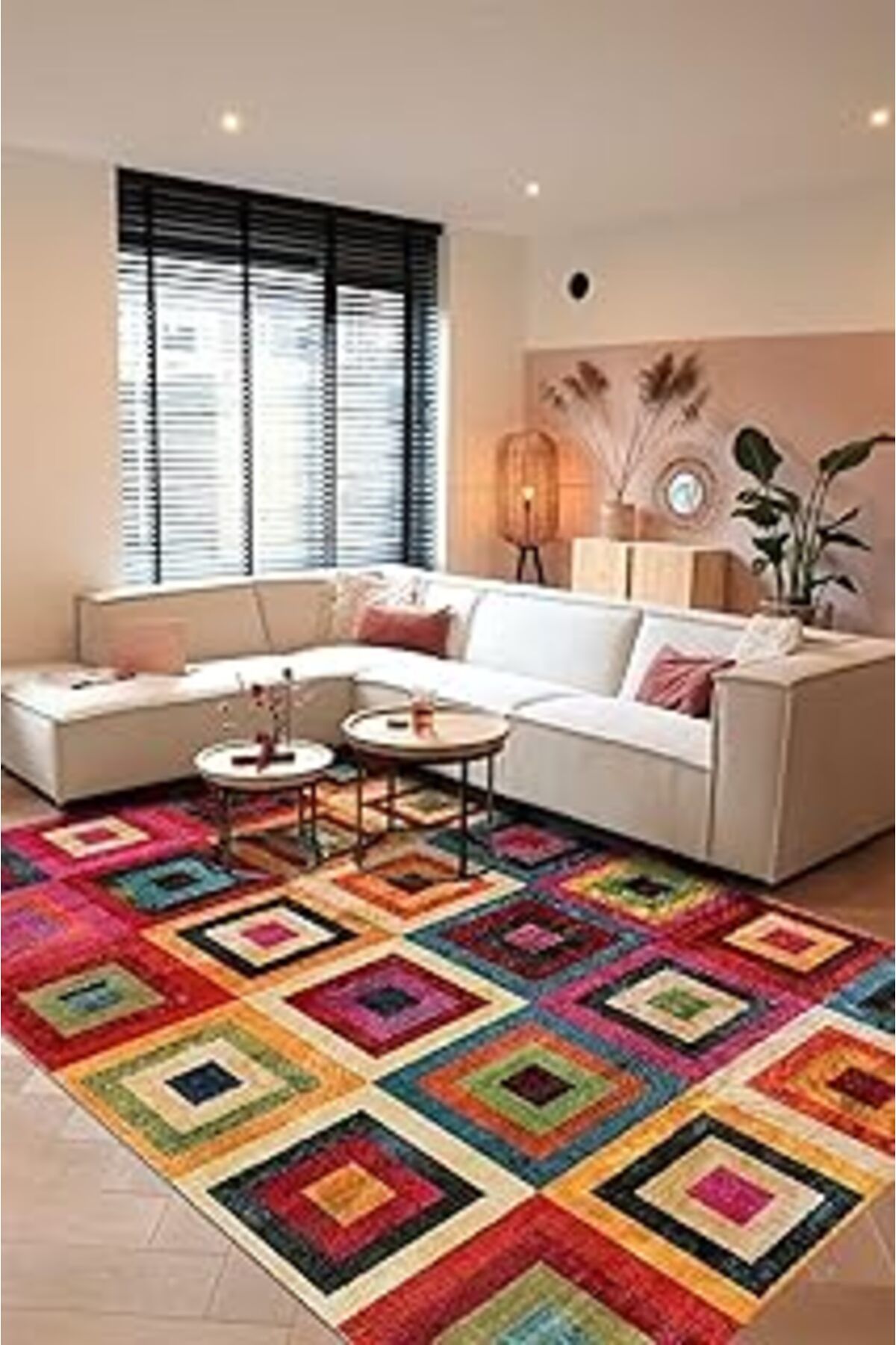 ASİTAN Depoba Amber Kadife Modern Kaymaz Pamuk Tabanlı Yıkanabilir Antibakteriyel Salon Halısı 140X200