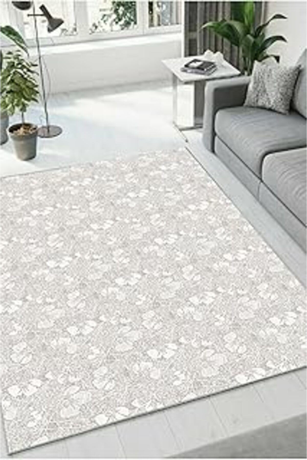 ASİTAN Yumuşak Yıkanabilir Oturma Odası Halısı Koridor Salon Kaymaz Mutfak Dz-30-Krem Dz-30Krem40X60