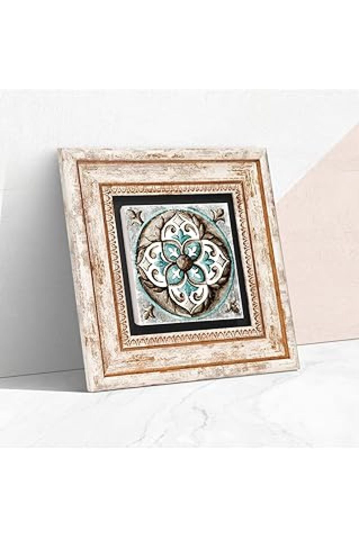 ASİTAN Pinecone Çini Sanatı Taş Duvar Tablosu - Çerçeveli Taş Tablo - Dekoratif Duvar Sanatı - Modern Ev V