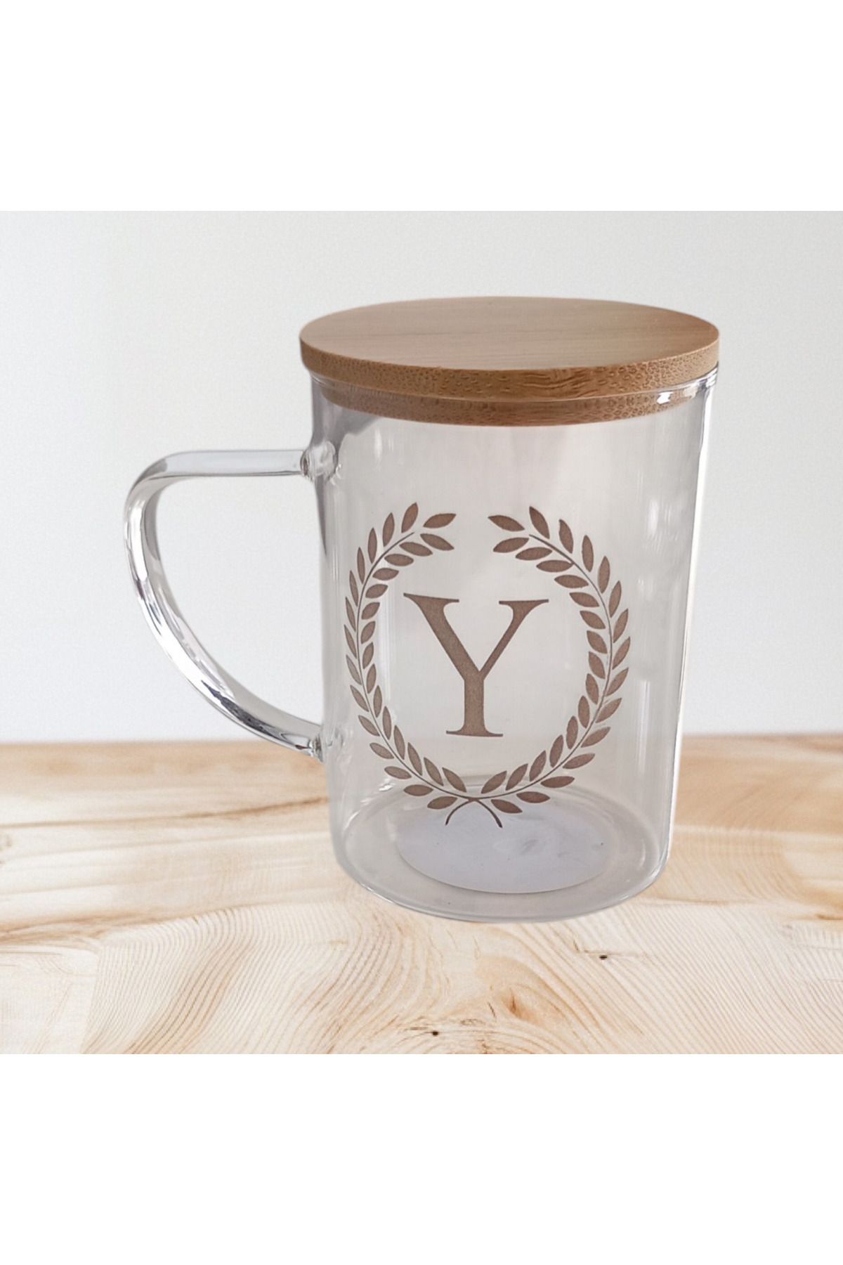 EGE HOME STORE Kişiye Özel Harfli Bardak Gold Yazılı (Y) Harfi