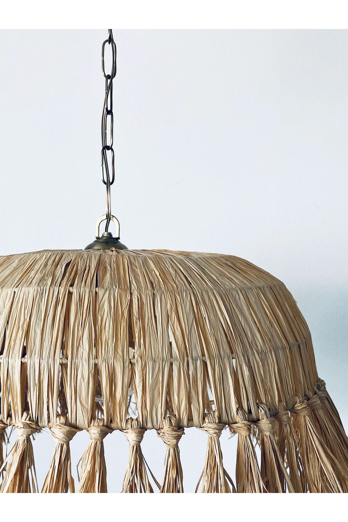 Turkish Belkıs Rattan Rattan Bambu Rafya Hasır Makrome Sarkıt Avize 40x20 cm