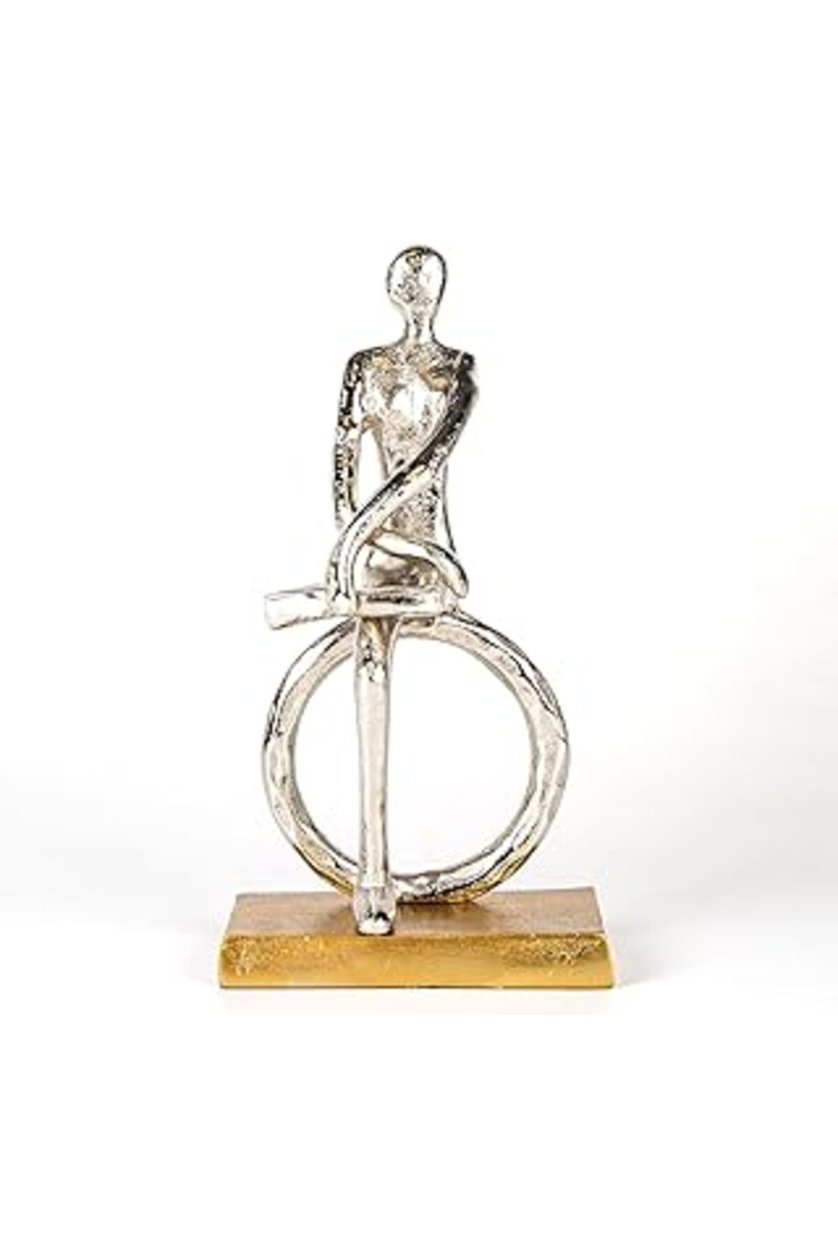 ASİTAN Herdekora Dekoratif Metal Yüzükte Oturan Adam Gümüş 16X30X8,5 Cm.