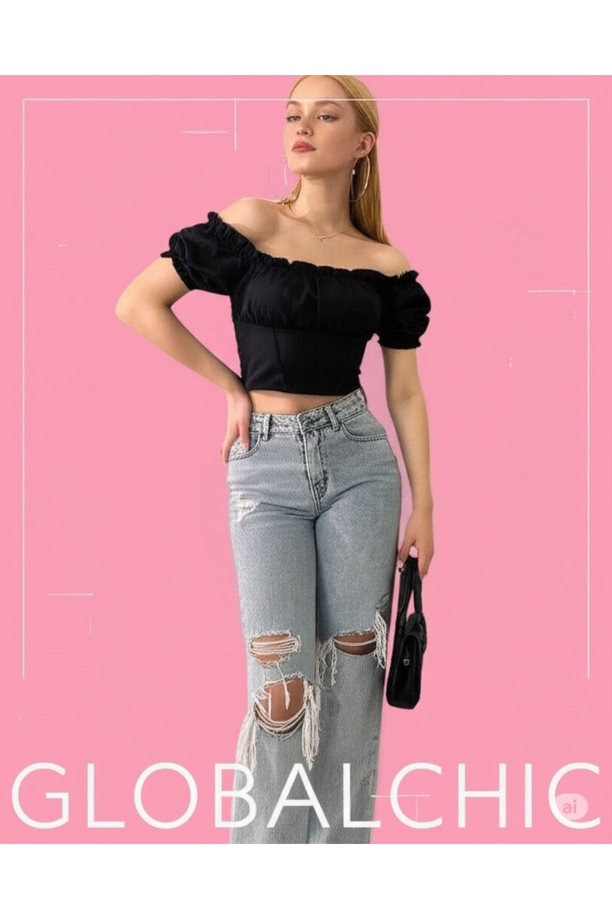 Stor Balon Kol Büzgülü Madonna Yaka Crop Bluz | Dalgıç Kumaş Şık ve Modern Tasarım