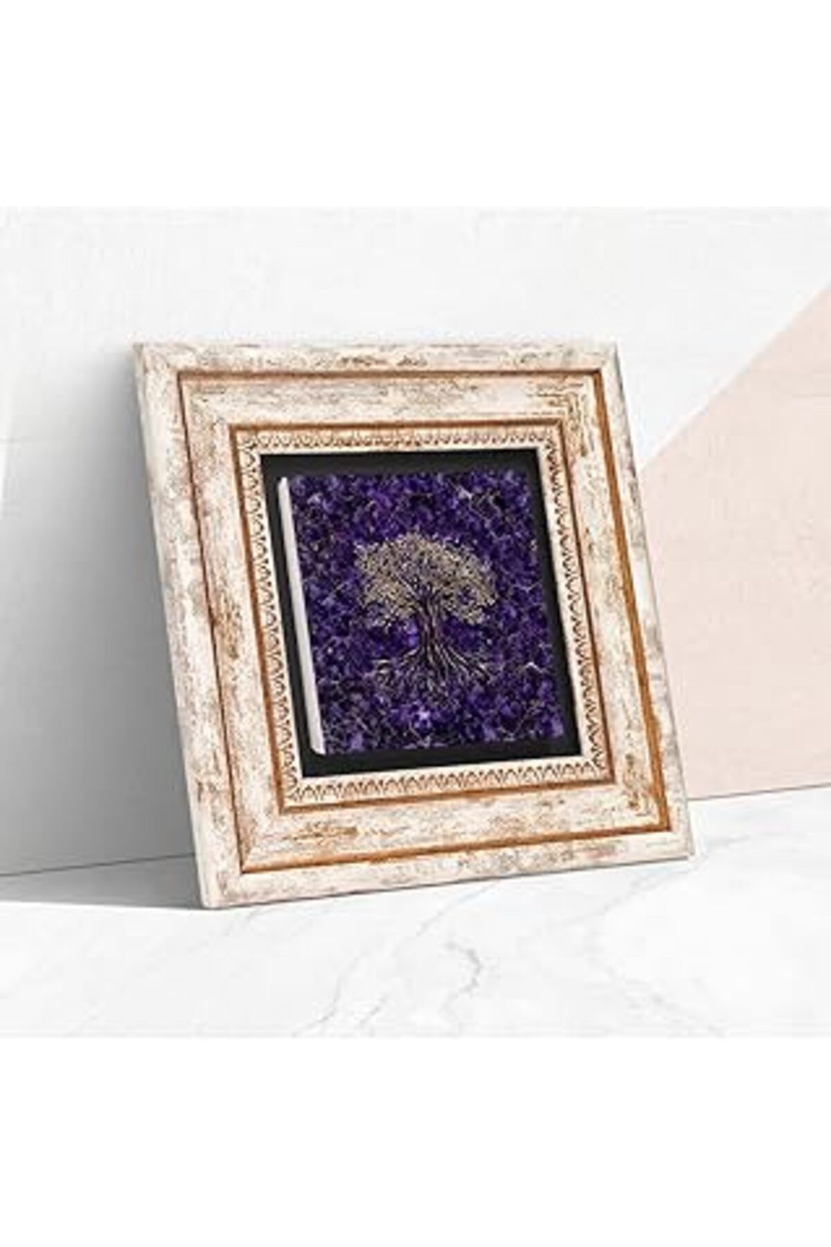NETWORK ART Pinecone Hayat Ağacı Taş Duvar Tablosu - Çerçeveli Taş Tablo - Dekoratif Duvar Sanatı - Modern Ev V
