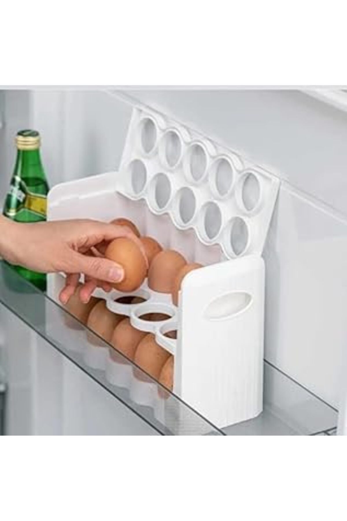 Mu Art Ahşap 30 Bölmeli Plastik Yumurta Kutusu 3 Katlı Yumurtalık Buzdolabı Organizeri Saklama Kabı Eggy Box