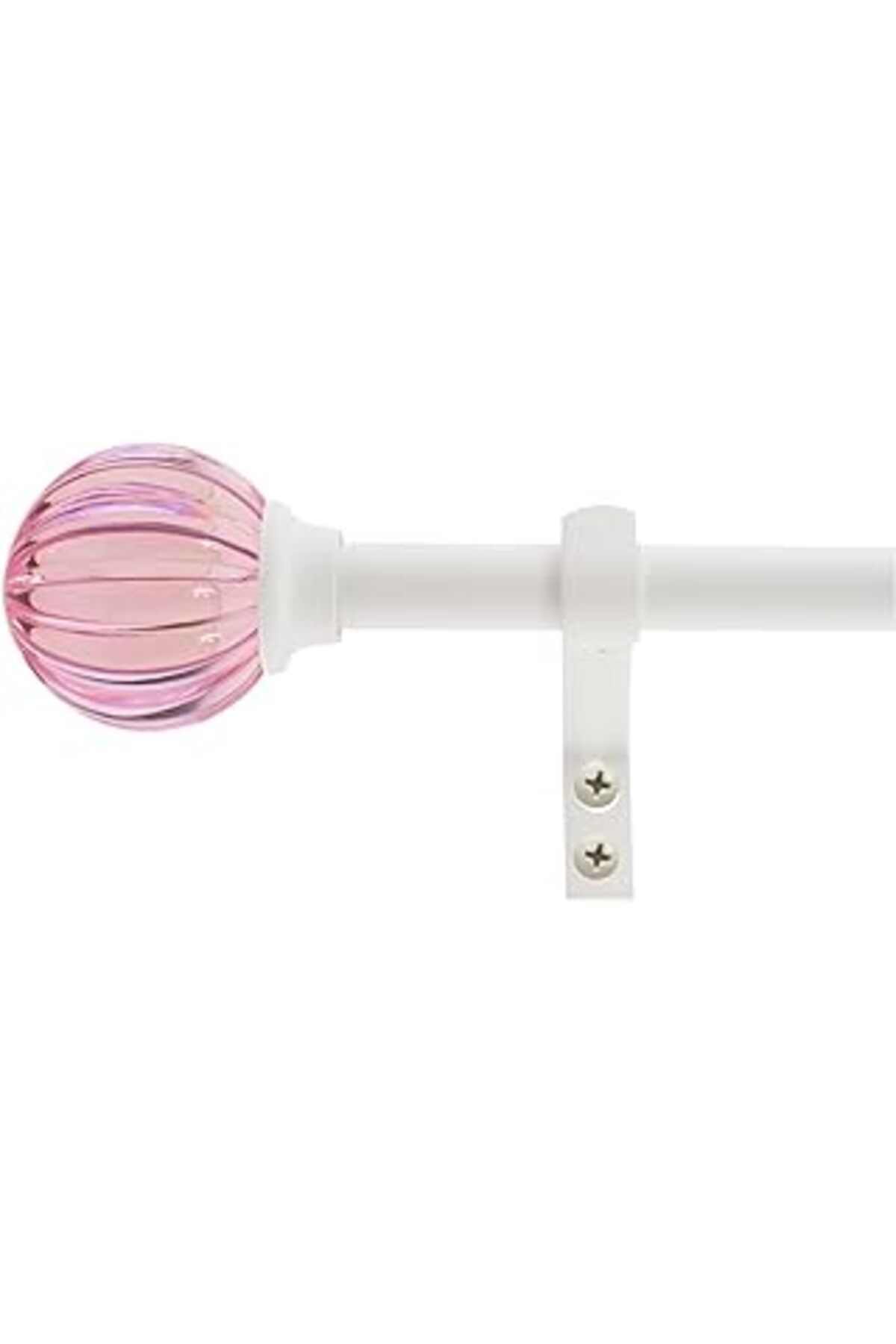 Qedii Decopolitan 5/8" Yivli Top Perde Çubuğu Seti, 66-48 Inç, Pembe