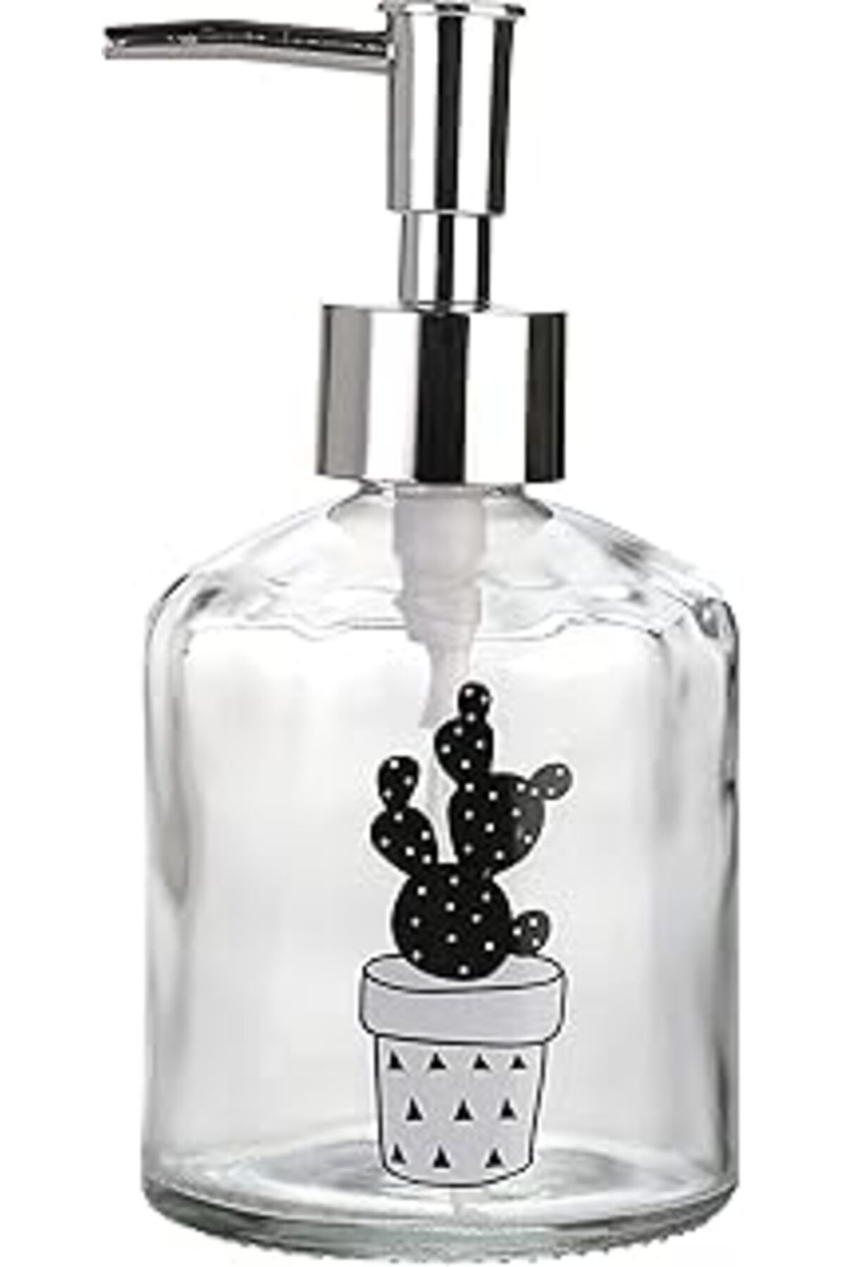 NETWORK ART Cam Sıvı Sabunluk,Kaktüs 2 Desen 300Ml 7,6X15,5Cm