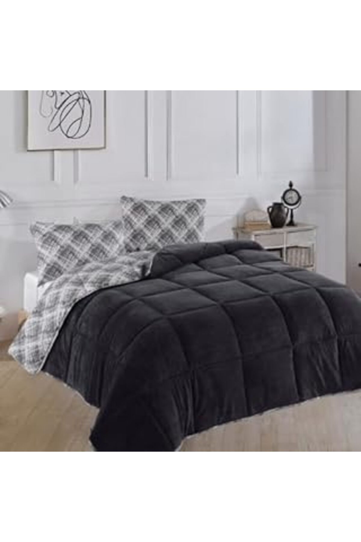 Qedii Çift Kişilik Lüx Wellsoft Yorgan Çift Taraflı Yastık Kılıflı 195X215 Cm Yorgan + Yastık Kılıfı Set