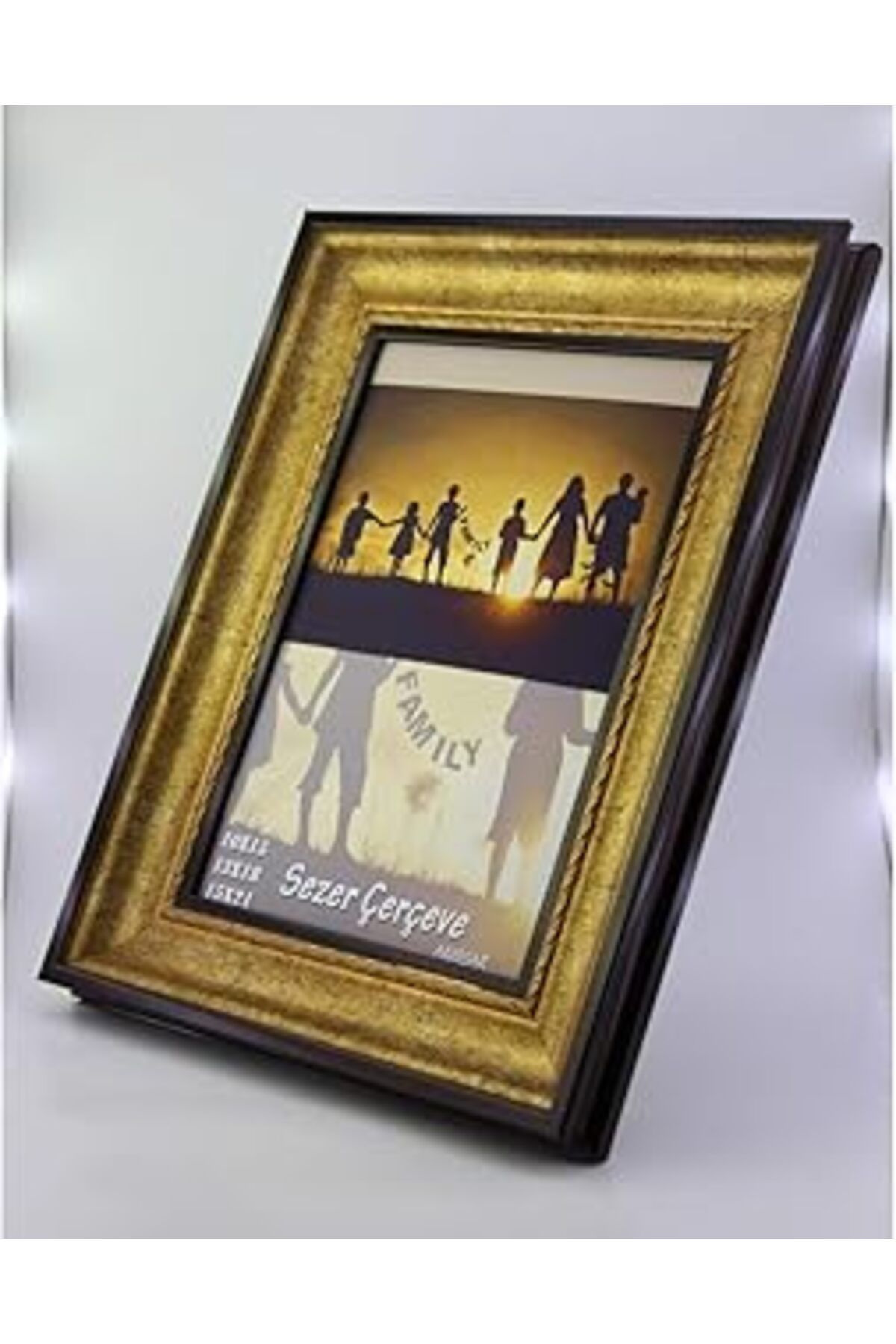 Mu Art Ahşap Sezer Çerçeve-13X18 Cm Altin Siyah Renkli Eskitme Dekoratif Konsol Fotoğraf Çerçevesi