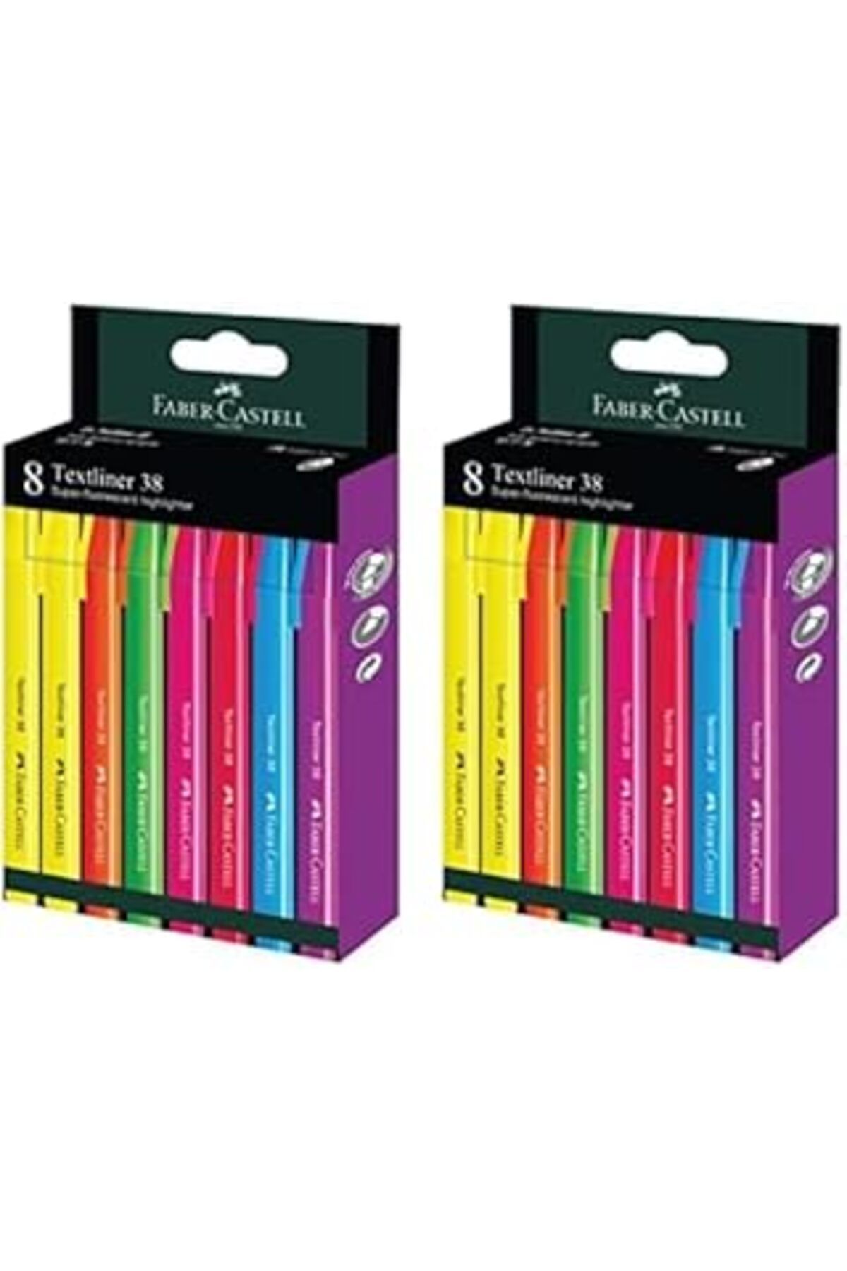 ASİTAN Faber-castell Fosforlu Kalem 38 Neon Renkler 8'li 2li Paket