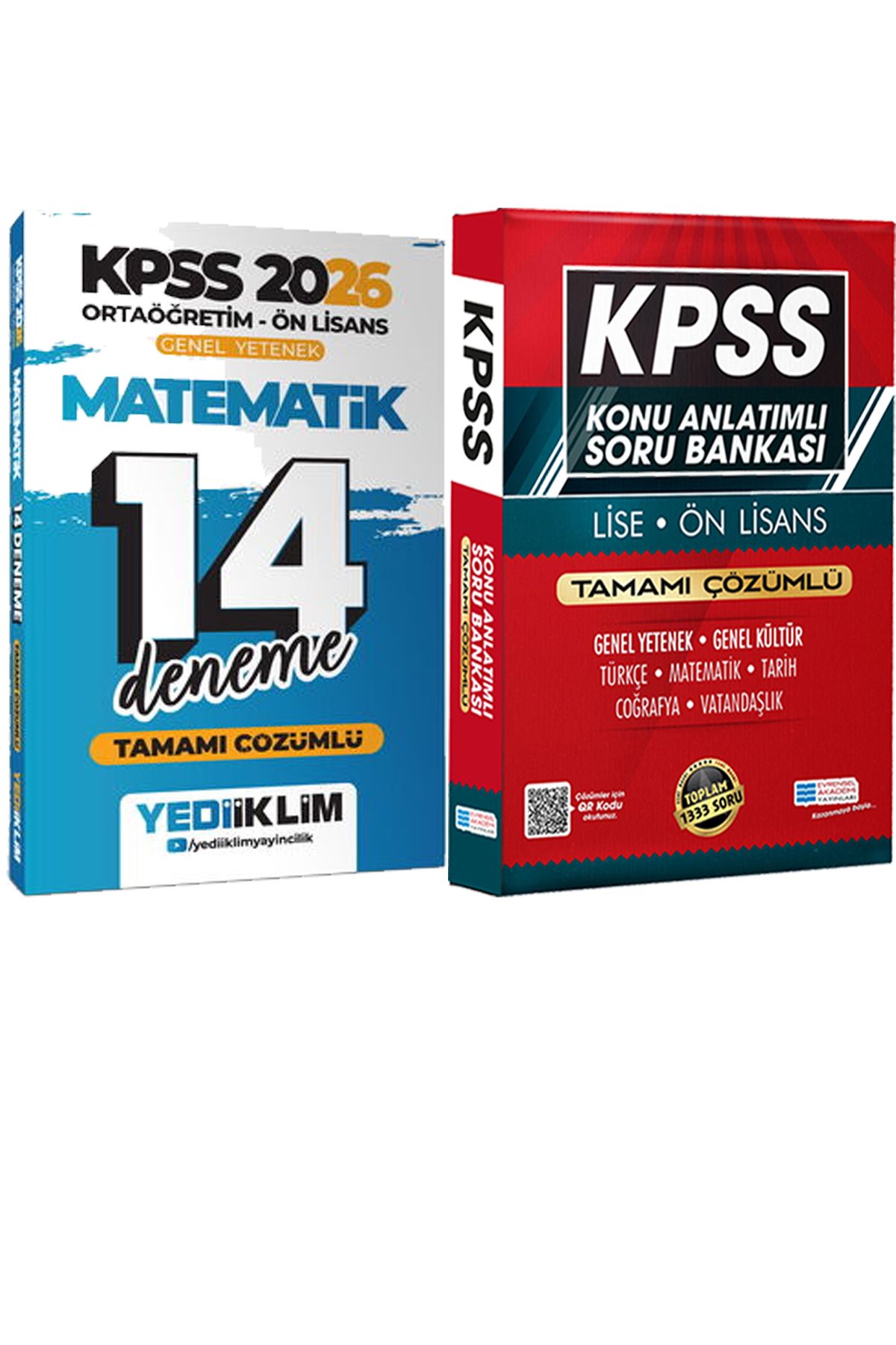 Yediiklim Yayınları 2026 KPSS Ortaöğretim Ön Lisans Matematik Çözümlü 14 Deneme + Lise Önlisans Konu Ant. Soru