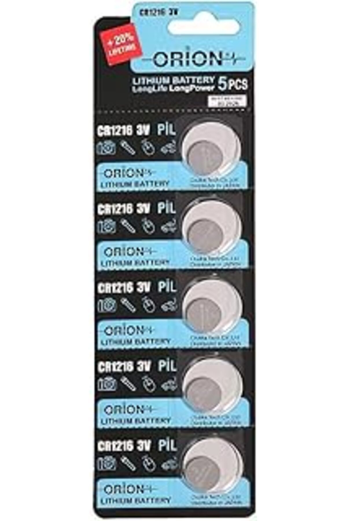 Pazarcan Orion Cr1216 3V Lityum Pil 5'Li Paket