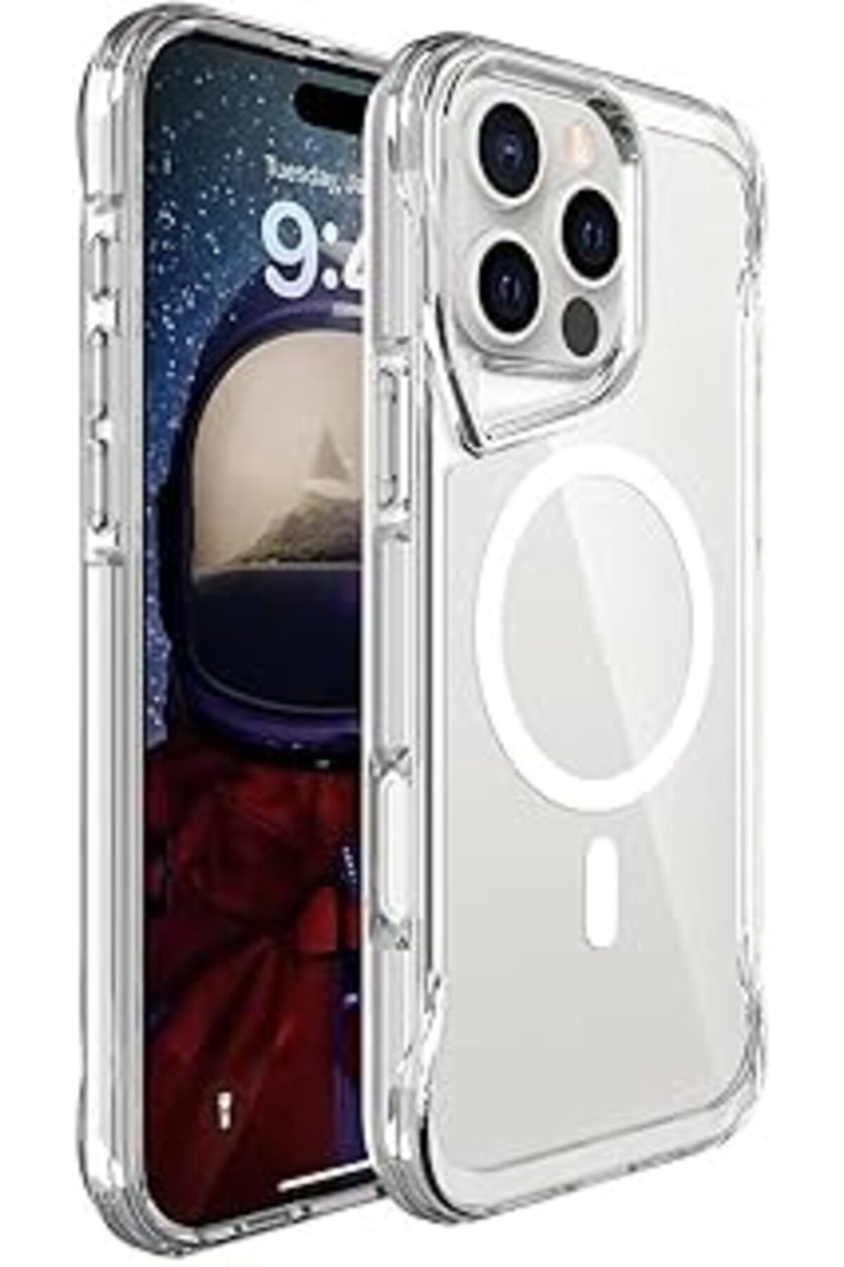 NETWORK ART Zore Apple Ile Uyumlu Iphone 16 Pro Max Kılıf Zore Magsafe Şarj Özellikli T-max Magsafe Kapak Şeffa