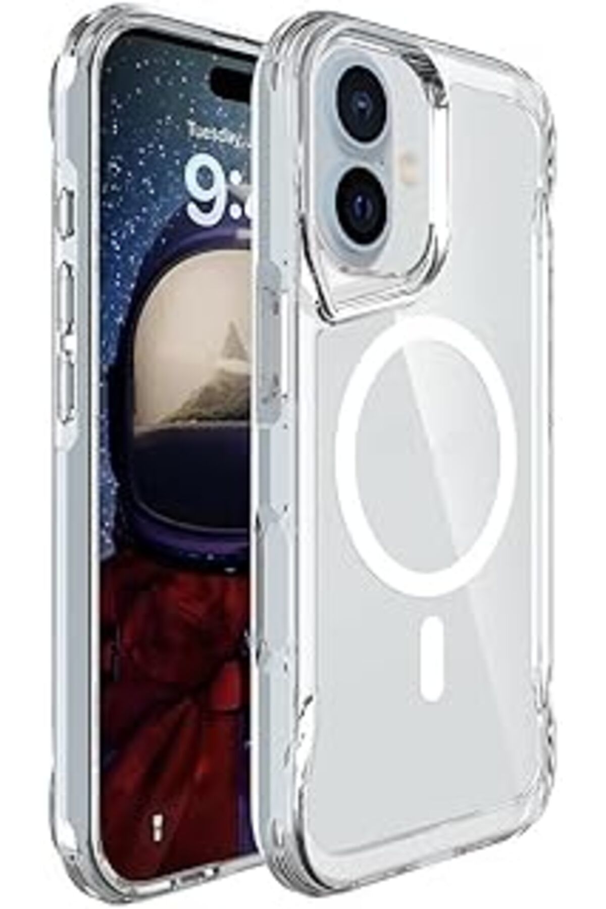 NETWORK ART Zore Apple Ile Uyumlu Iphone 16 Kılıf Zore Magsafe Şarj Özellikli T-max Magsafe Kapak Şeffaf