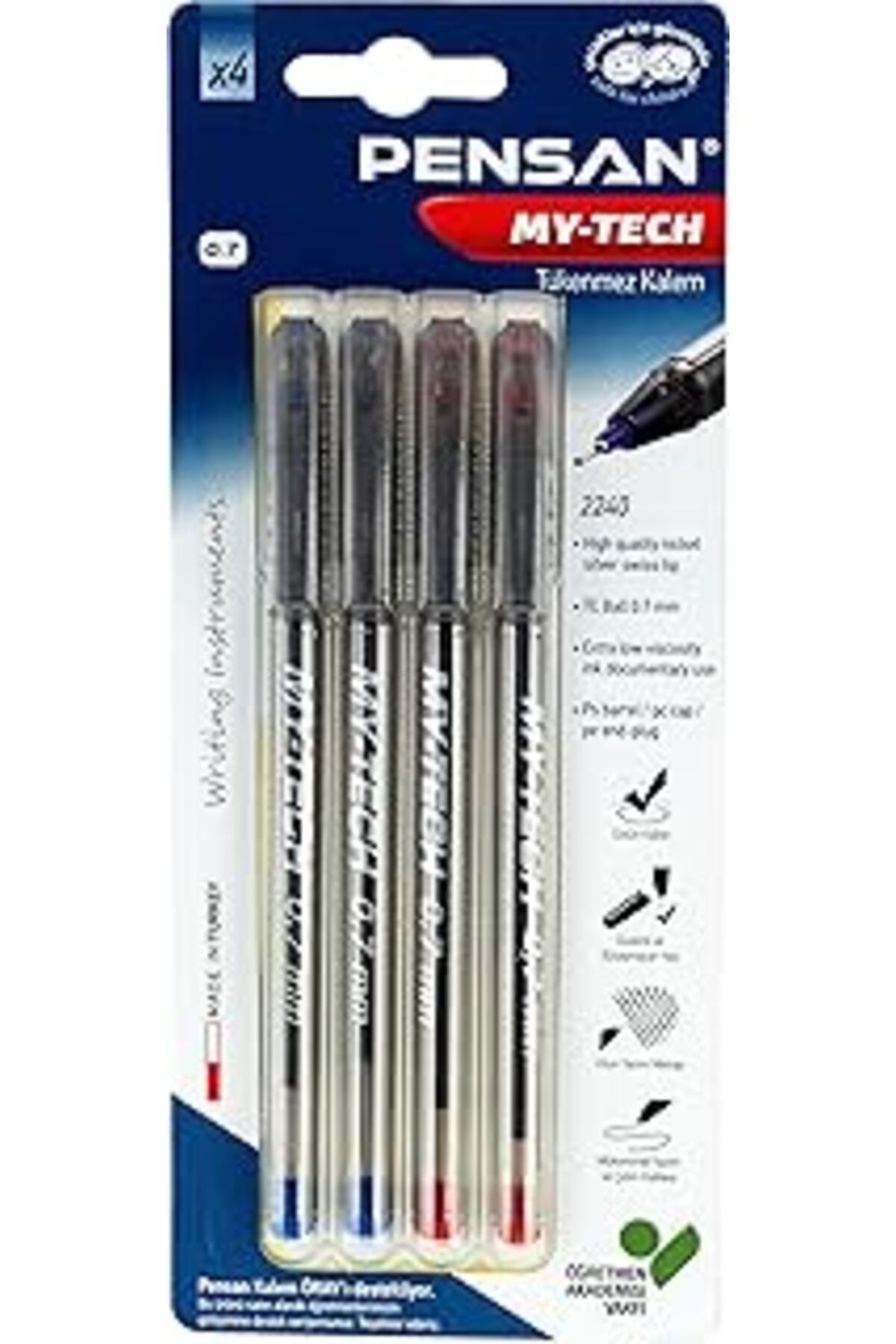Qedii Pensan 0,7 Mm My-Tech Tük.Kalem Karışık 4 Lü Bls - Pe02240Tkmt04