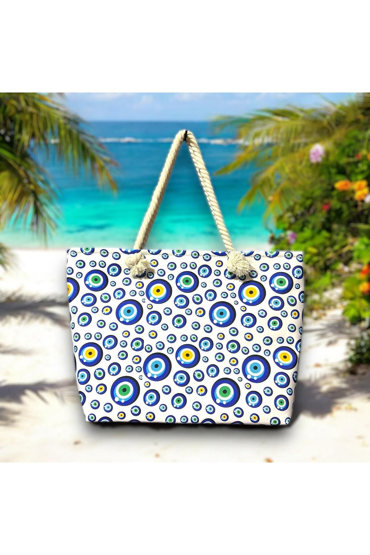 glorybag Yazlık Plaj ve Deniz Çantası Desenli Oxford Kumaş
