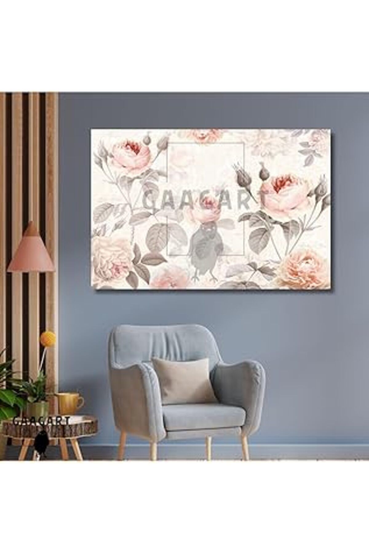 Pazarcan Gaagart Tekli Yatay Kanvas Duvar Tablosu Soft Fonda Soyut Çiçekler, 40 X 30