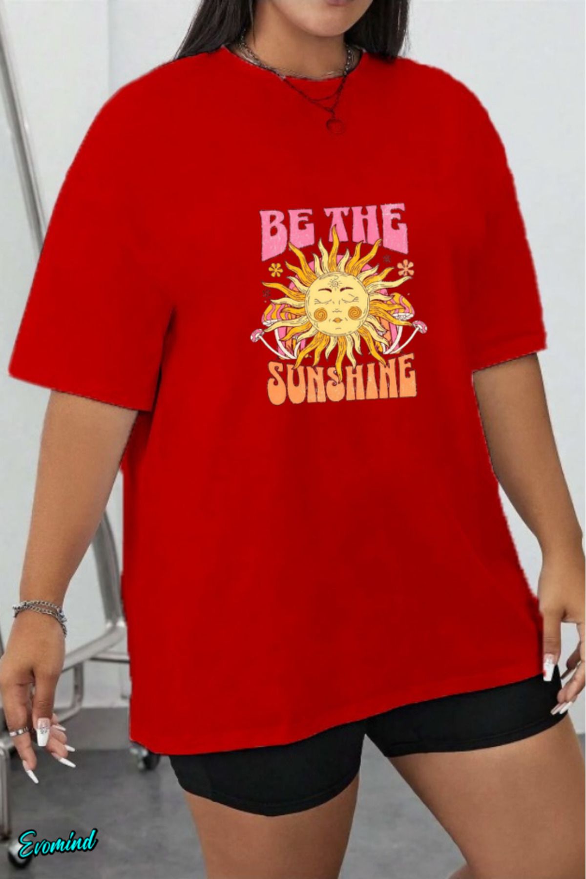 Evomind Büyük Beden Sunshine Baskılı T-shirt
