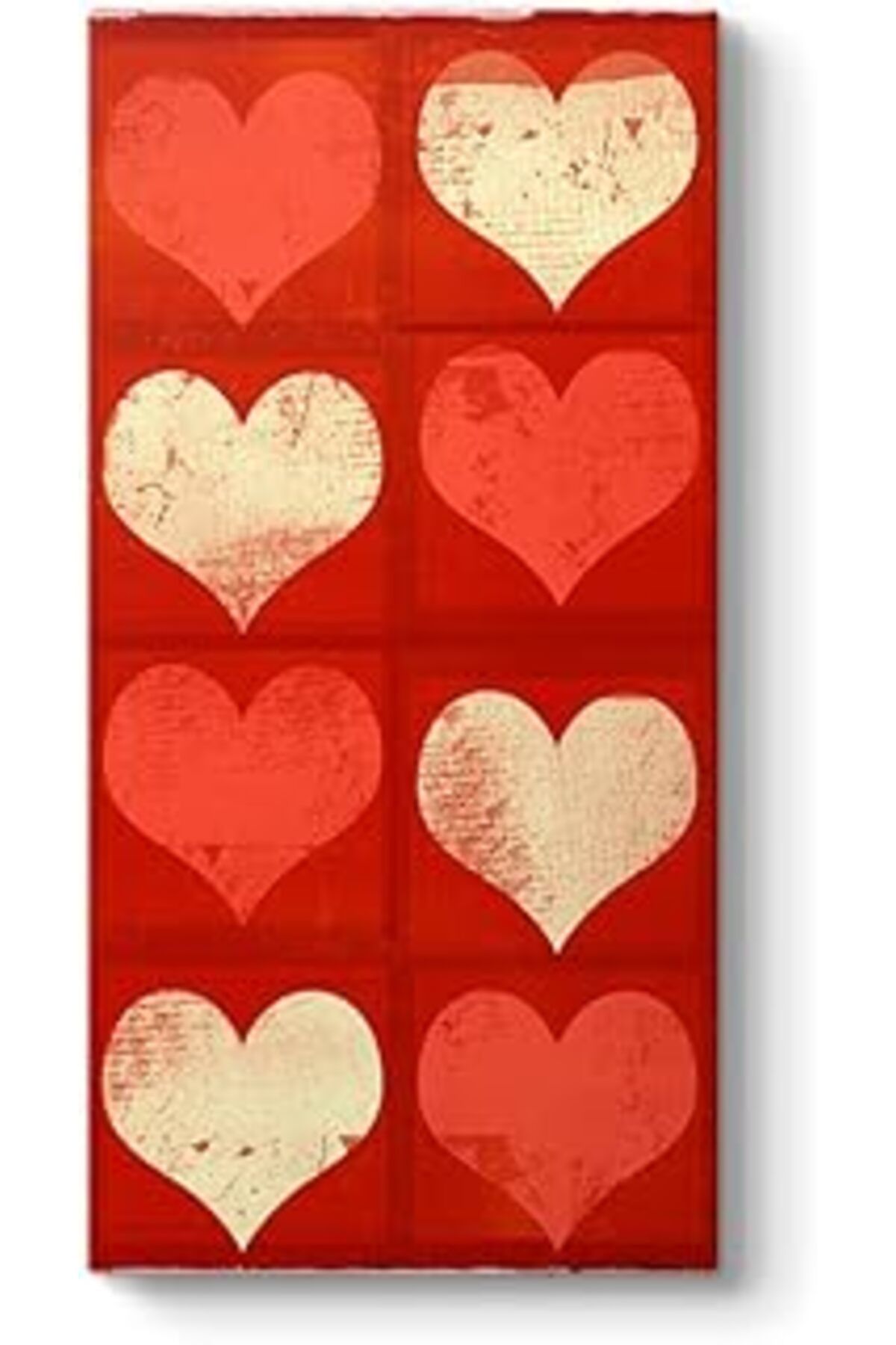 Mu Art Ahşap Tabloshop Kırmızı Kalpler Kolaj Tablo 30 X 60