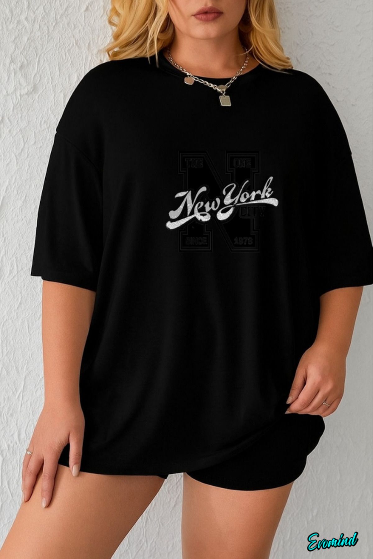 Evomind Büyük Beden New York Baskılı T-shirt