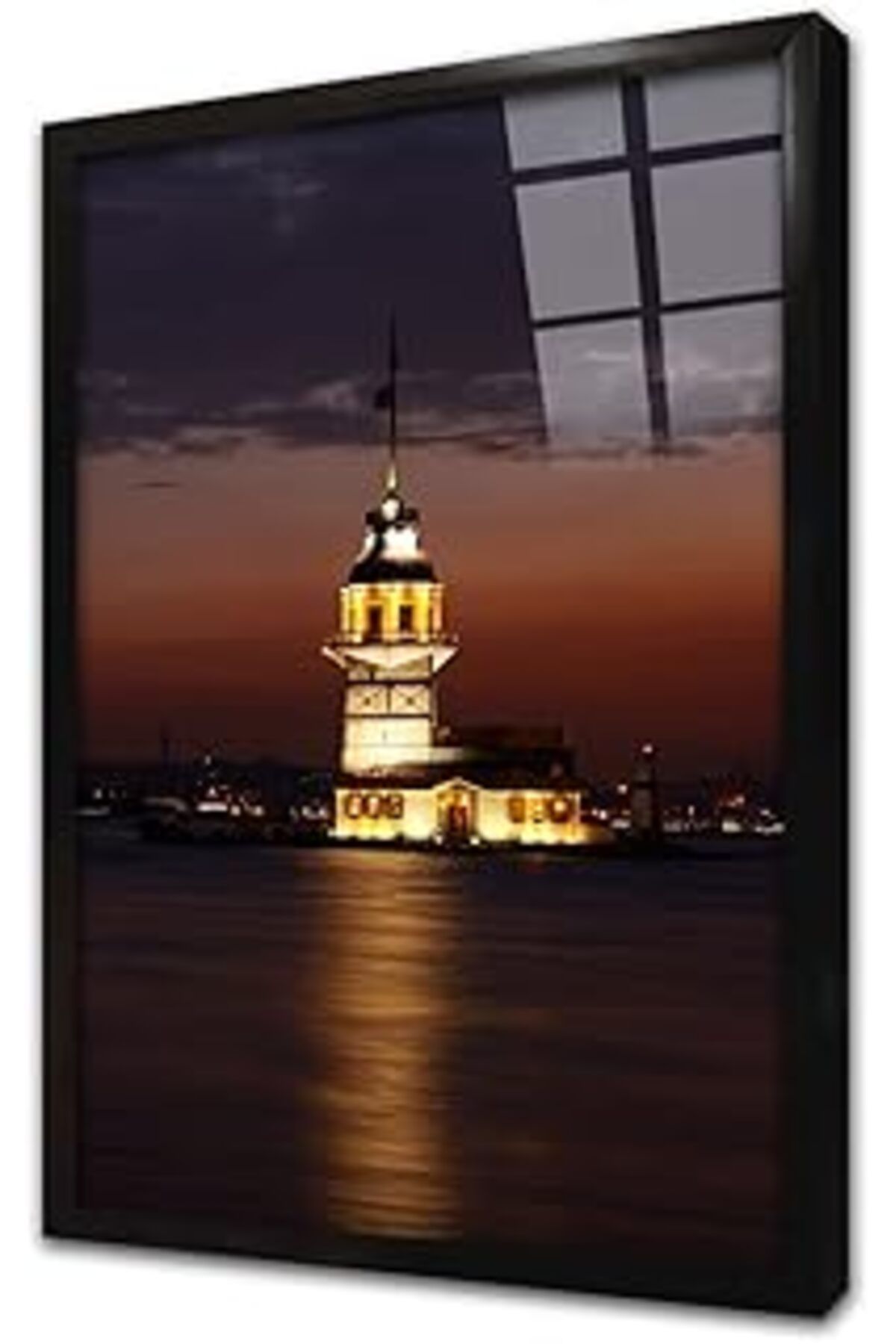 Pazarcan Gece Kız Kulesi Çerçeveli Cam Tablo 60X90 Cm Ca16172