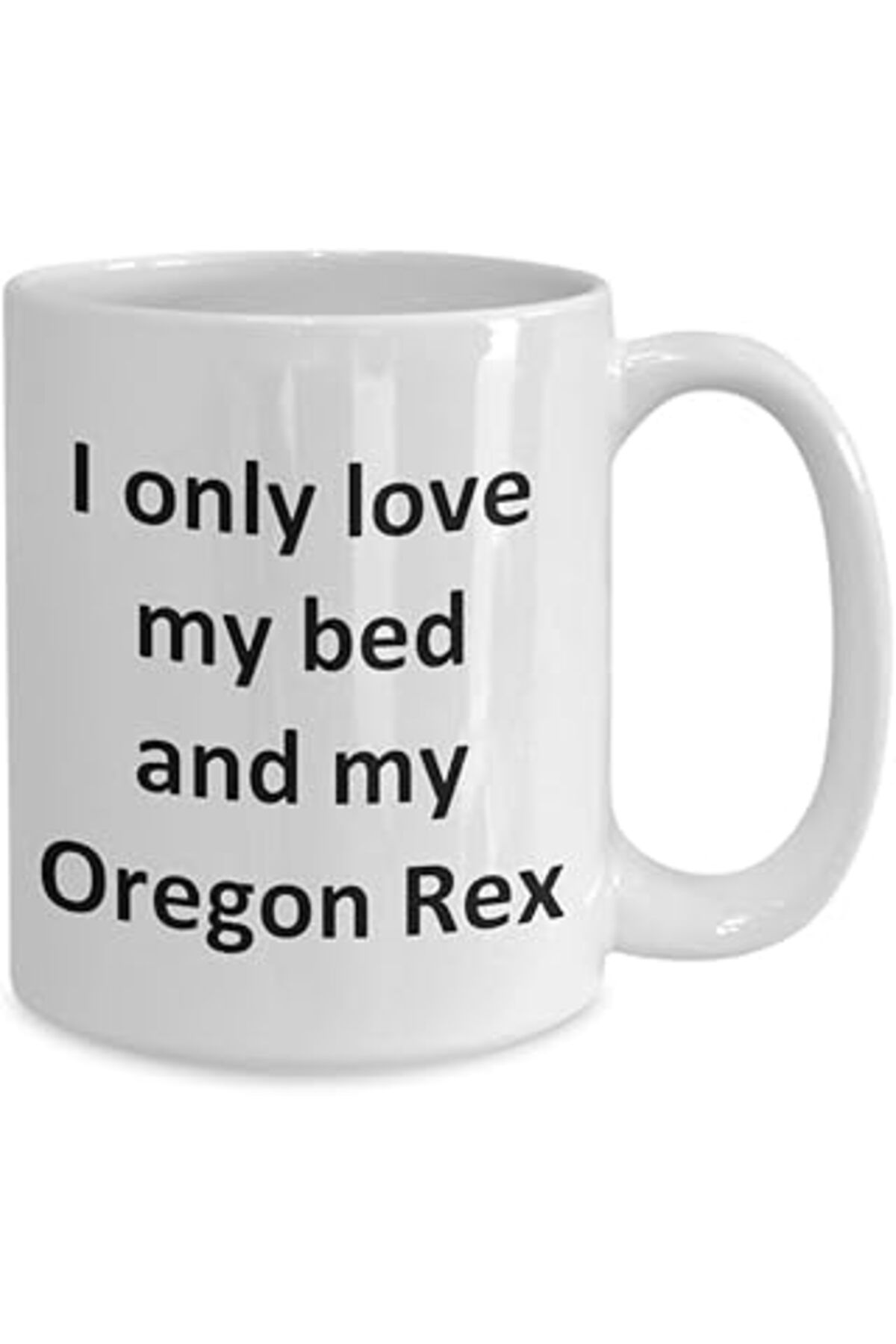 ASİTAN Print Dore Komik Oregon Rex Kupa - Yatağımı Seviyorum Ve Oregon Rex Kedi Kahve Fincanı - İngilizce