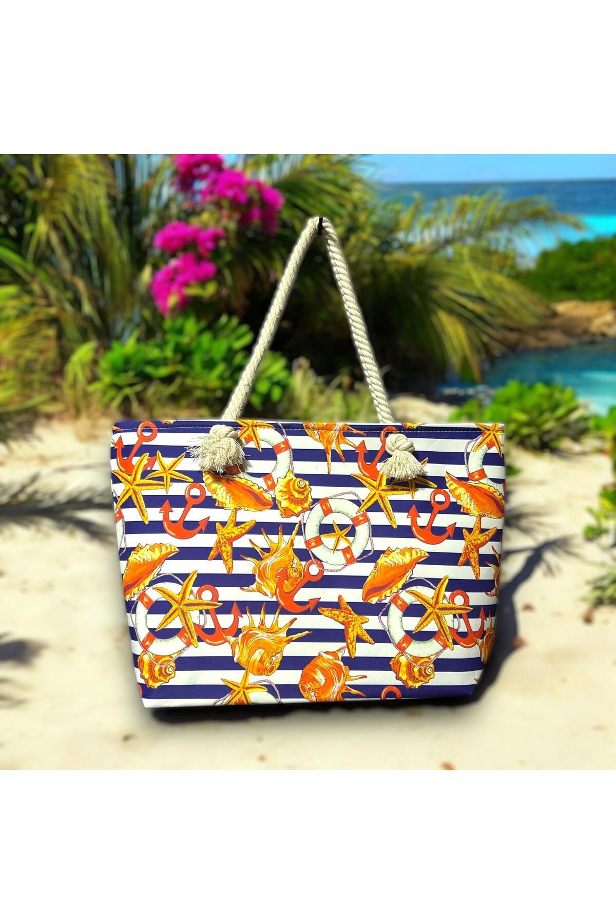 glorybag Yazlık Plaj ve Deniz Çantası Desenli Oxford Kumaş