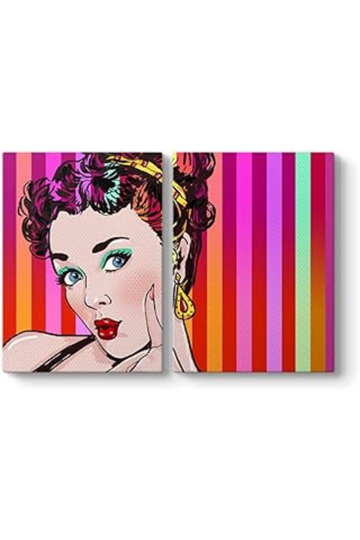 Pazarcan Tabloshop Pin Up Kızı Mucks Tablo 83 X 55-2 Parçalı