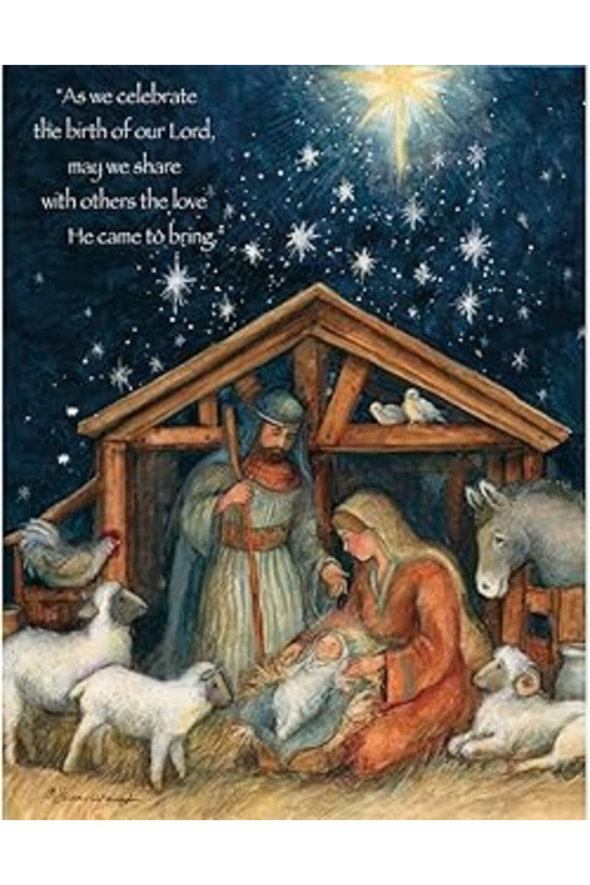 Pazarcan Lang 1004674 -"Kutsal Aile", Kutulu Noel Kartları, Susan Winget'In Sanat Çalışması" - 18 Kart, 19 Z