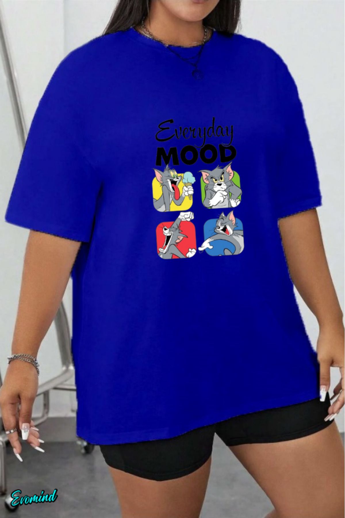 Evomind Büyük Beden Mood Baskılı T-shirt