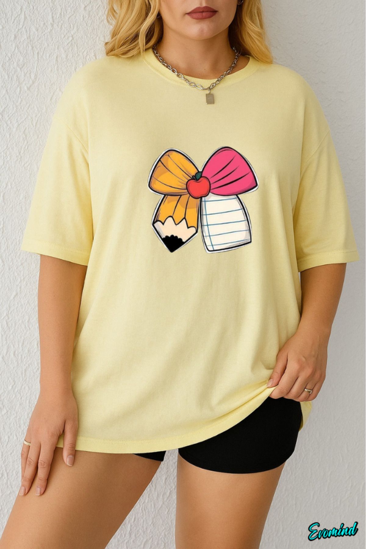 Evomind Büyük Beden Kalem Kağıt Baskılı T-shirt
