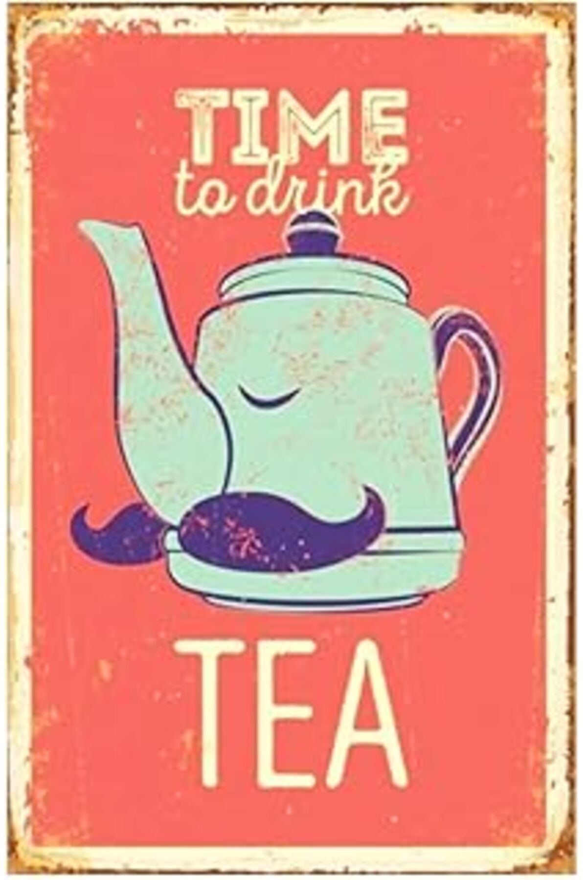 Pazarcan Dekolia Time To Drink Tea Retro Vintage Drtr0126 Ahşap Mdf Tablo
