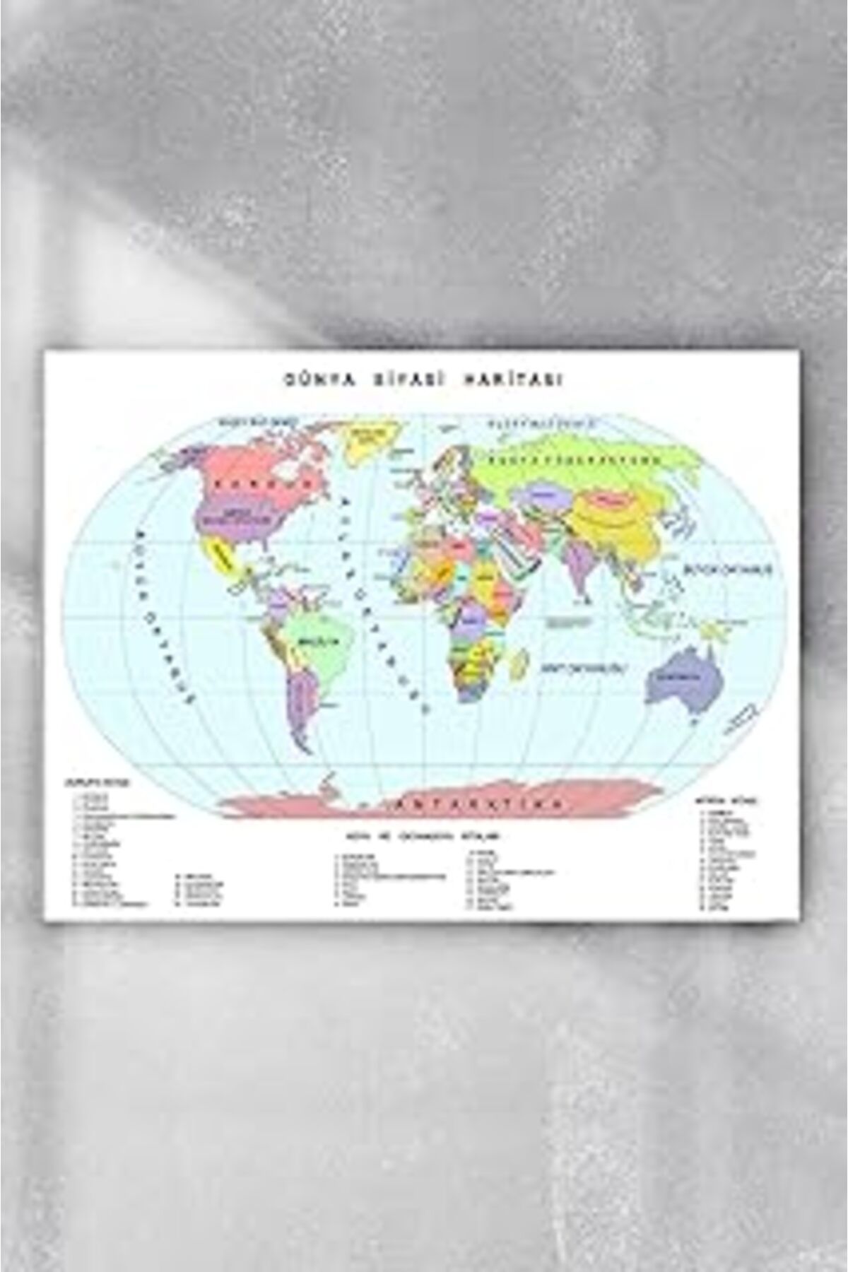 Pazarcan Postermanya (Pster4137) Dünya Haritası Eğitim Posteri