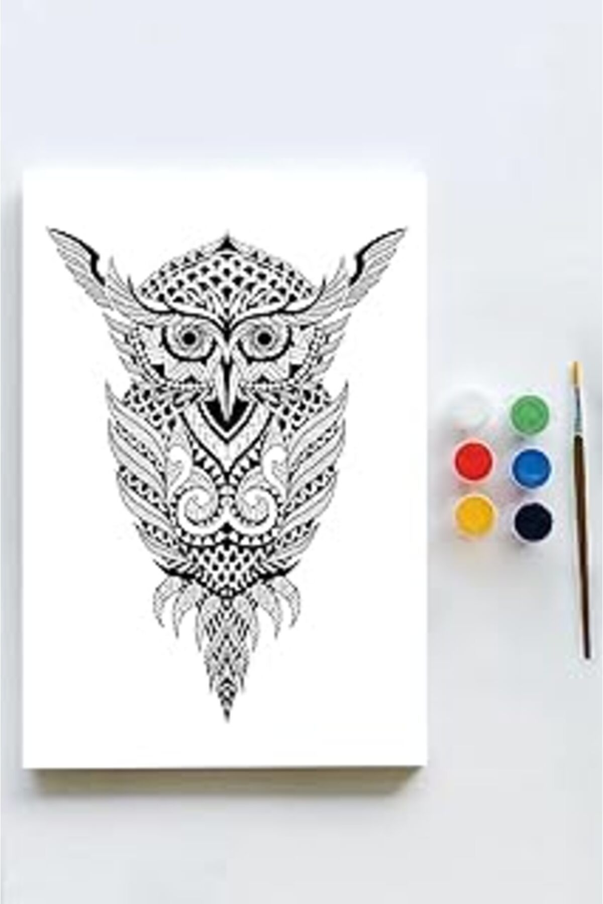 Mu Art Ahşap Postermanya (Pster21618) Baykuş Mandala Tuval Kanvas Tablo Boyama Hobi Seti (50X70Cm)