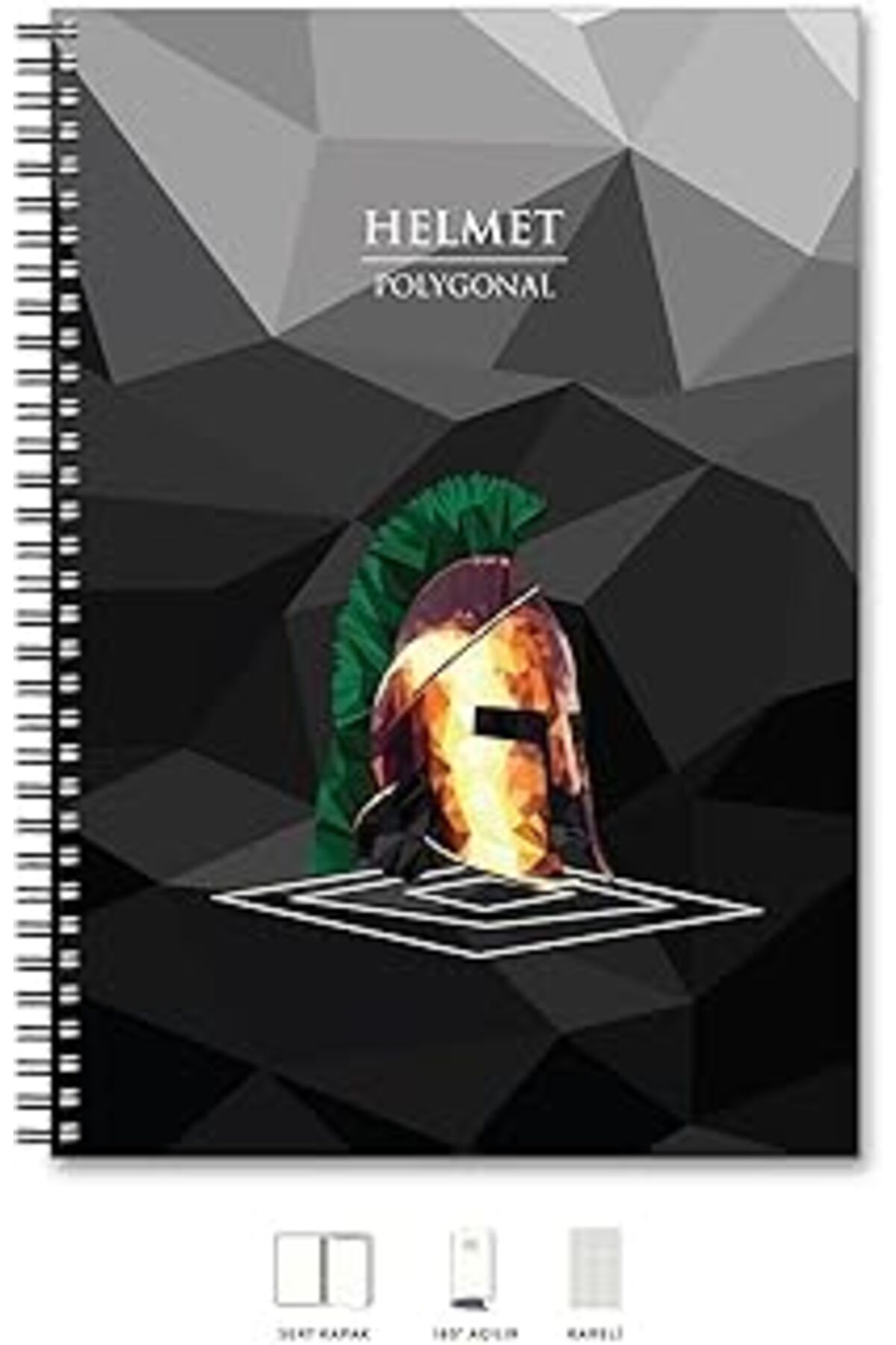 Pazarcan Le Color Kağıt Ürünleri San. 2018044/2 Polygonal Esnek Karton Kapak, Siyah Spiralli Renkli Kenar Bo