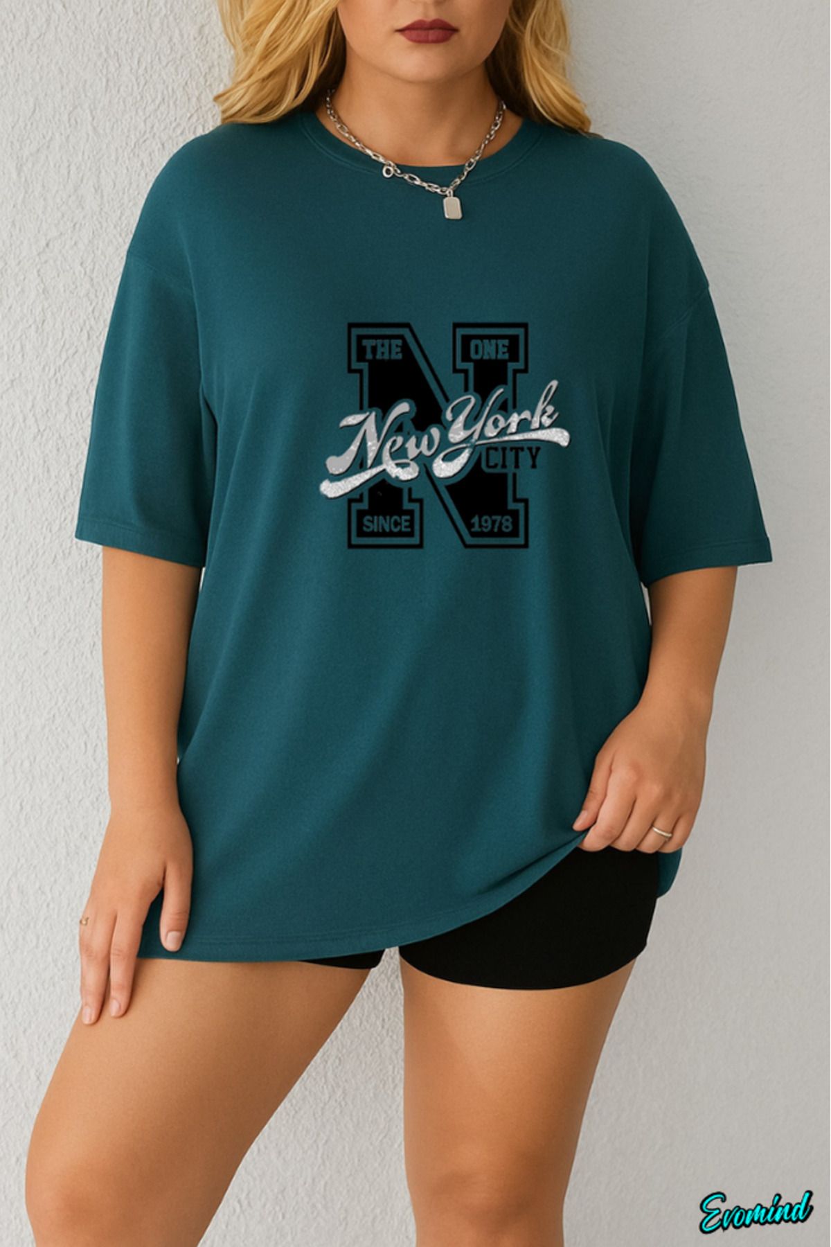 Evomind Büyük Beden New York Baskılı T-shirt